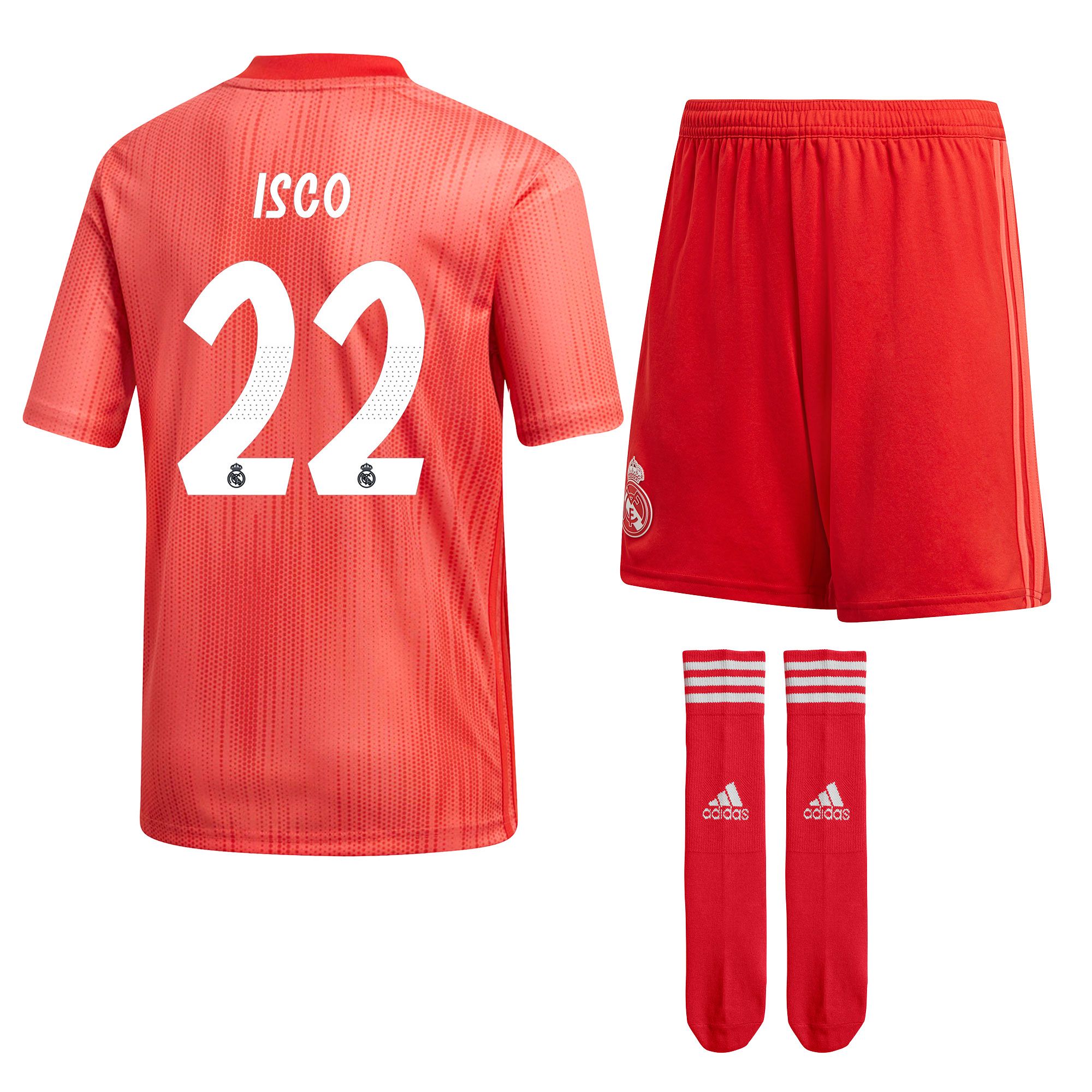 Conjunto 3ª Real Madrid 2018/2019 Isco Junior Coral - Fútbol Factory