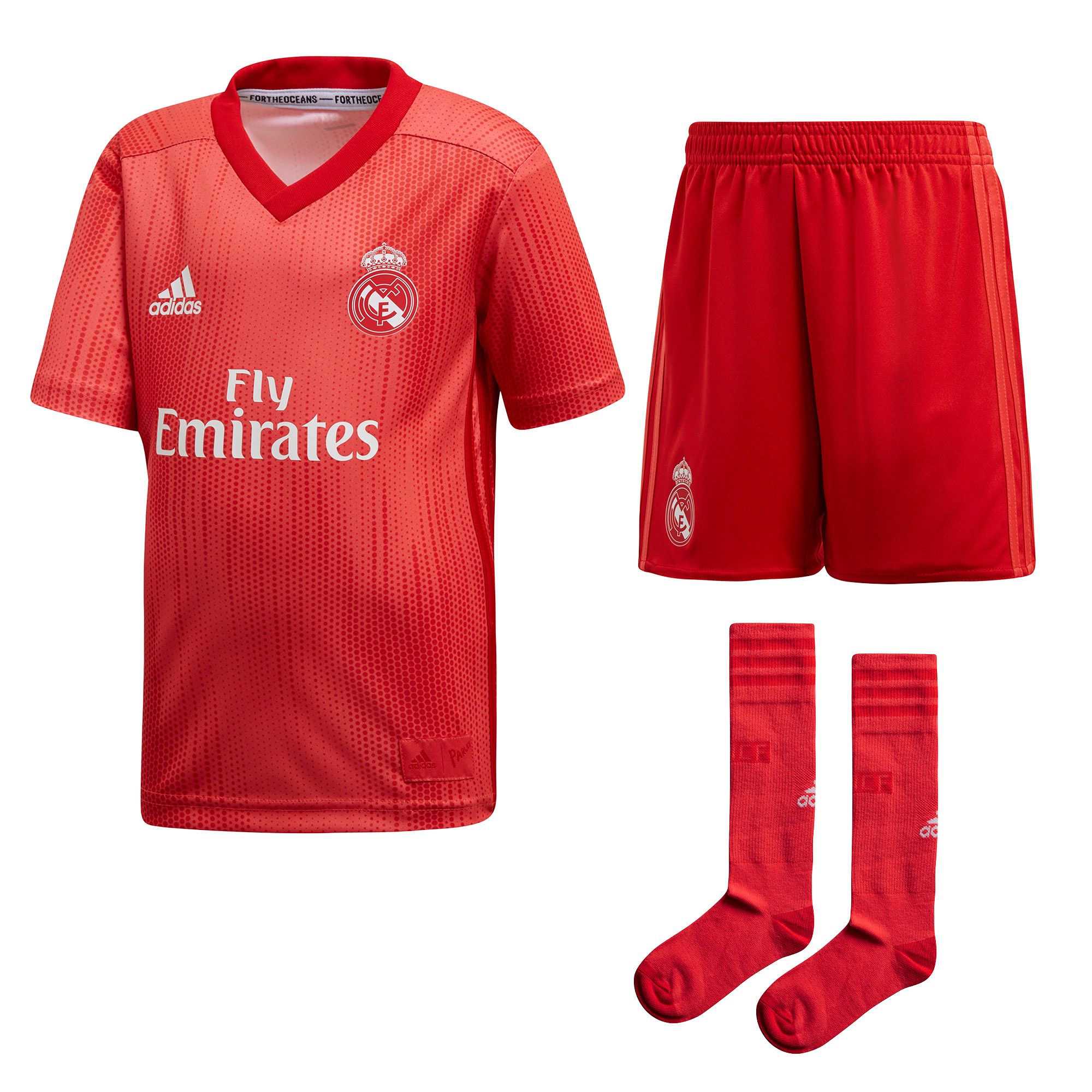 Conjunto 3ª Real Madrid 2018/2019 Infantil Coral - Fútbol Factory
