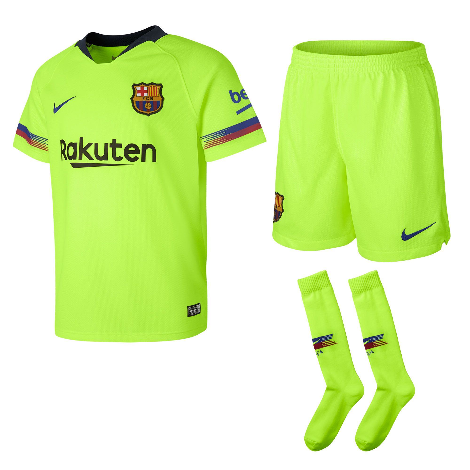 Conjunto 2ª FC Barcelona 2018/2019 Infantil Amarillo Fluor - Fútbol Factory