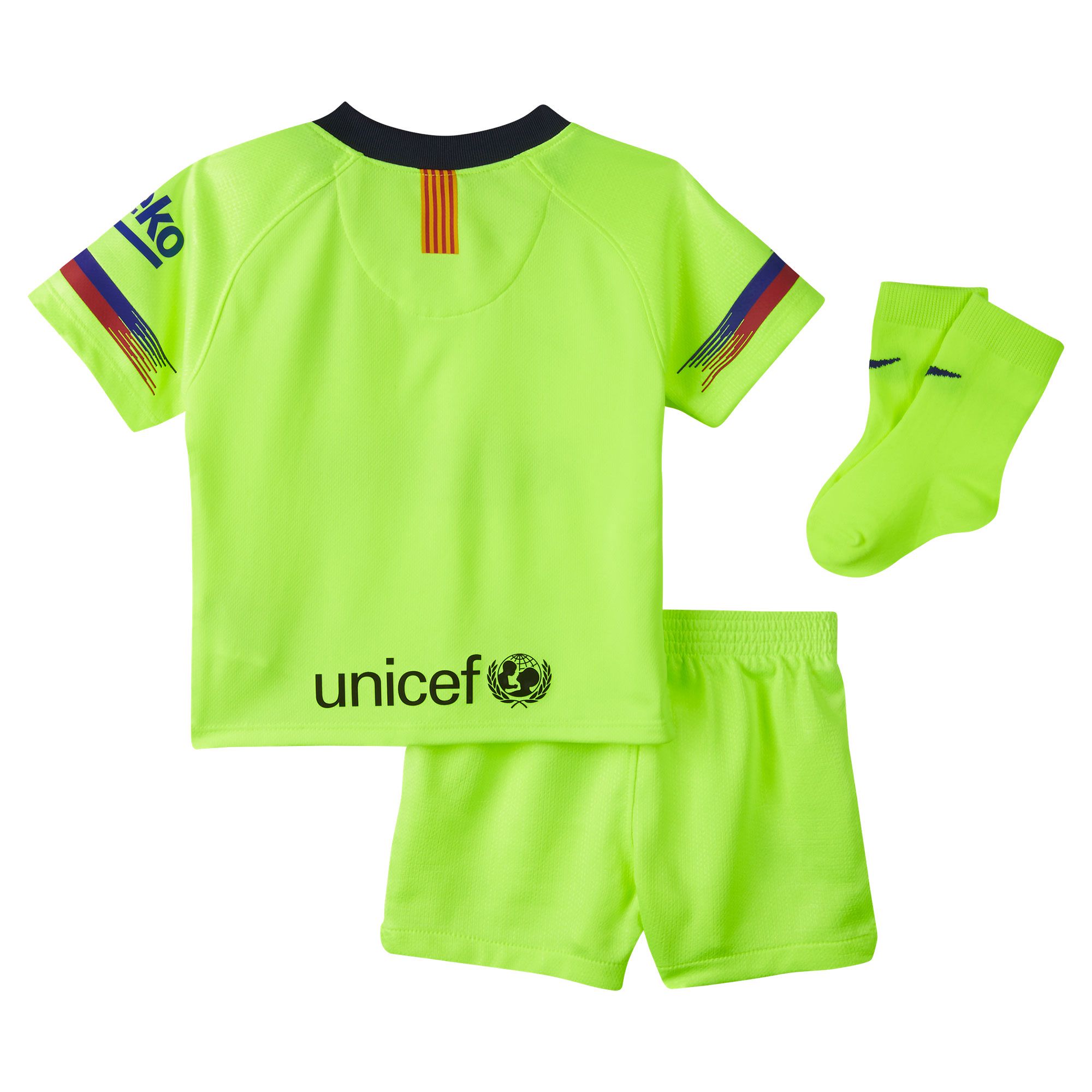 Conjunto 2ª FC Barcelona 2018/2019 Bebé Amarillo Fluor - Fútbol Factory