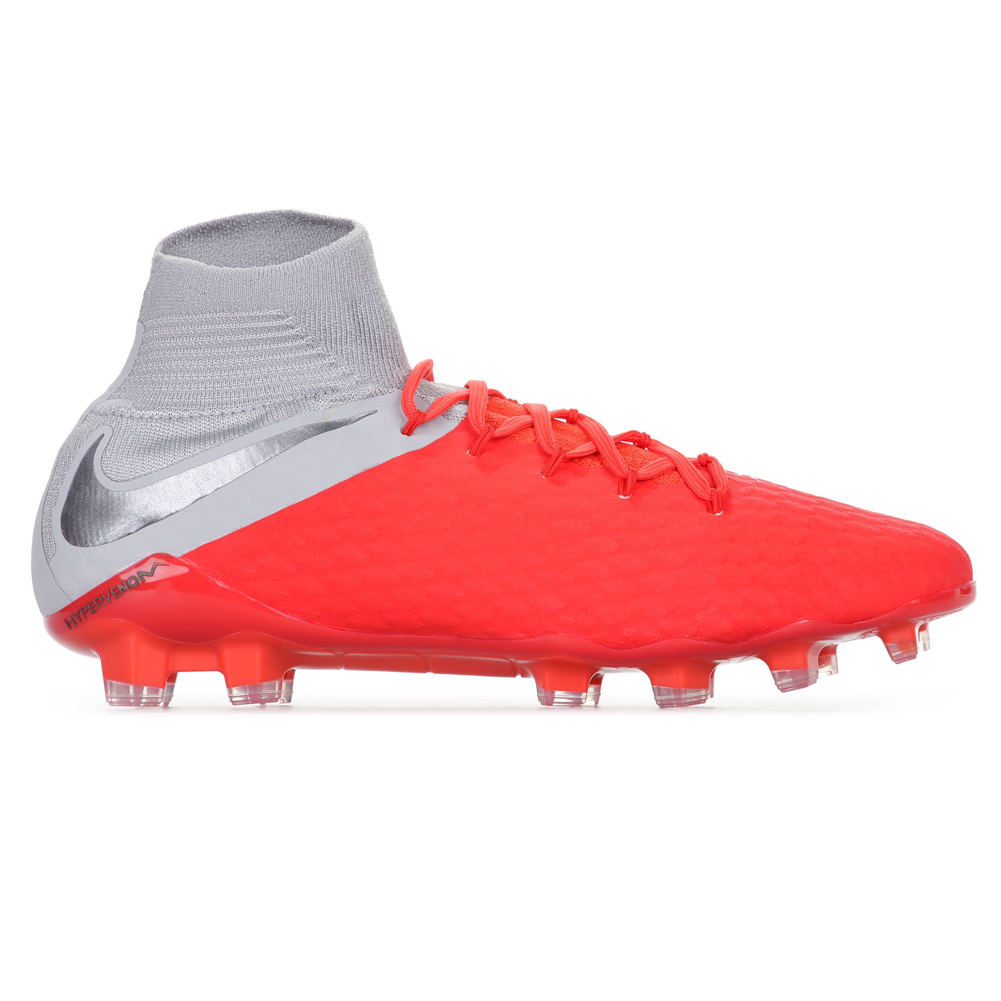 Botas de fútbol Hypervenom Phantom III Pro DFC FG Gris Rojo - Fútbol Factory