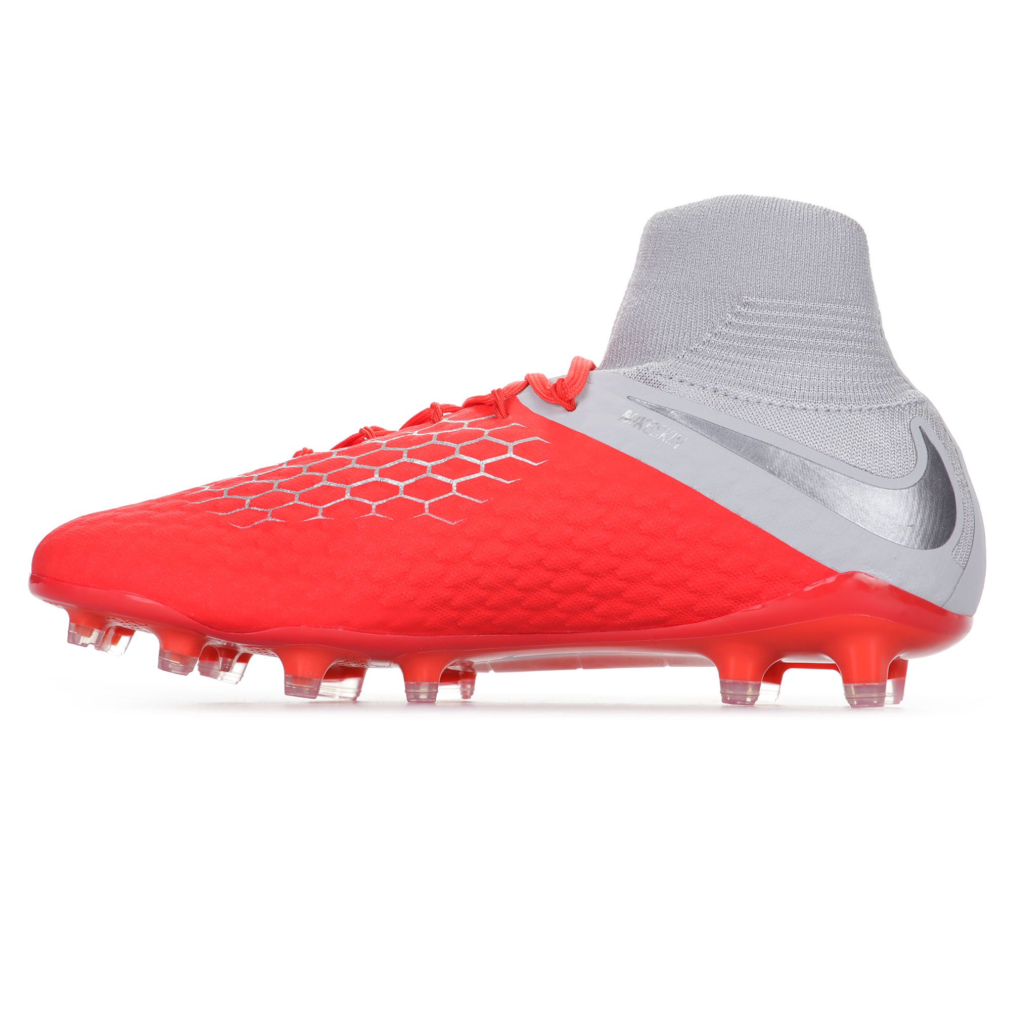 Botas de fútbol Hypervenom Phantom III Pro DFC FG Gris Rojo - Fútbol Factory