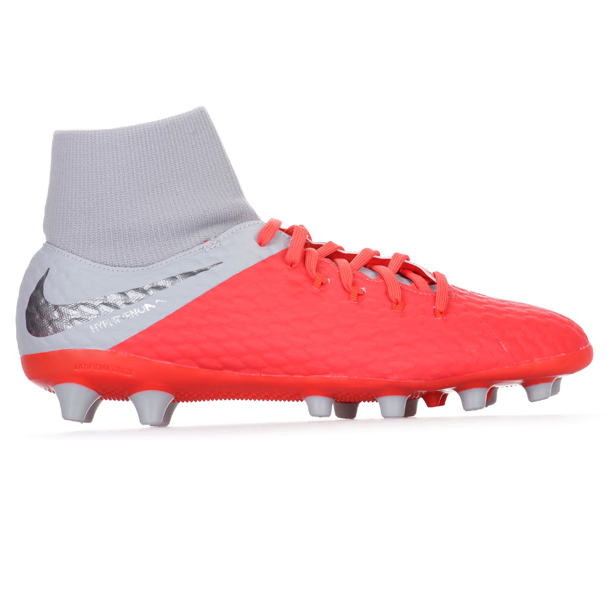 Botas de Futbol Hypervenom Phantom III Academy DFC AG Pro Gris Rojo