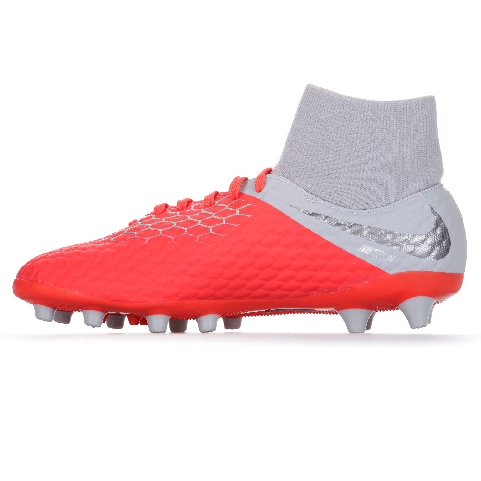 Botas de Fútbol Hypervenom Phantom III Academy DFC AG-Pro Gris Rojo - Fútbol Factory