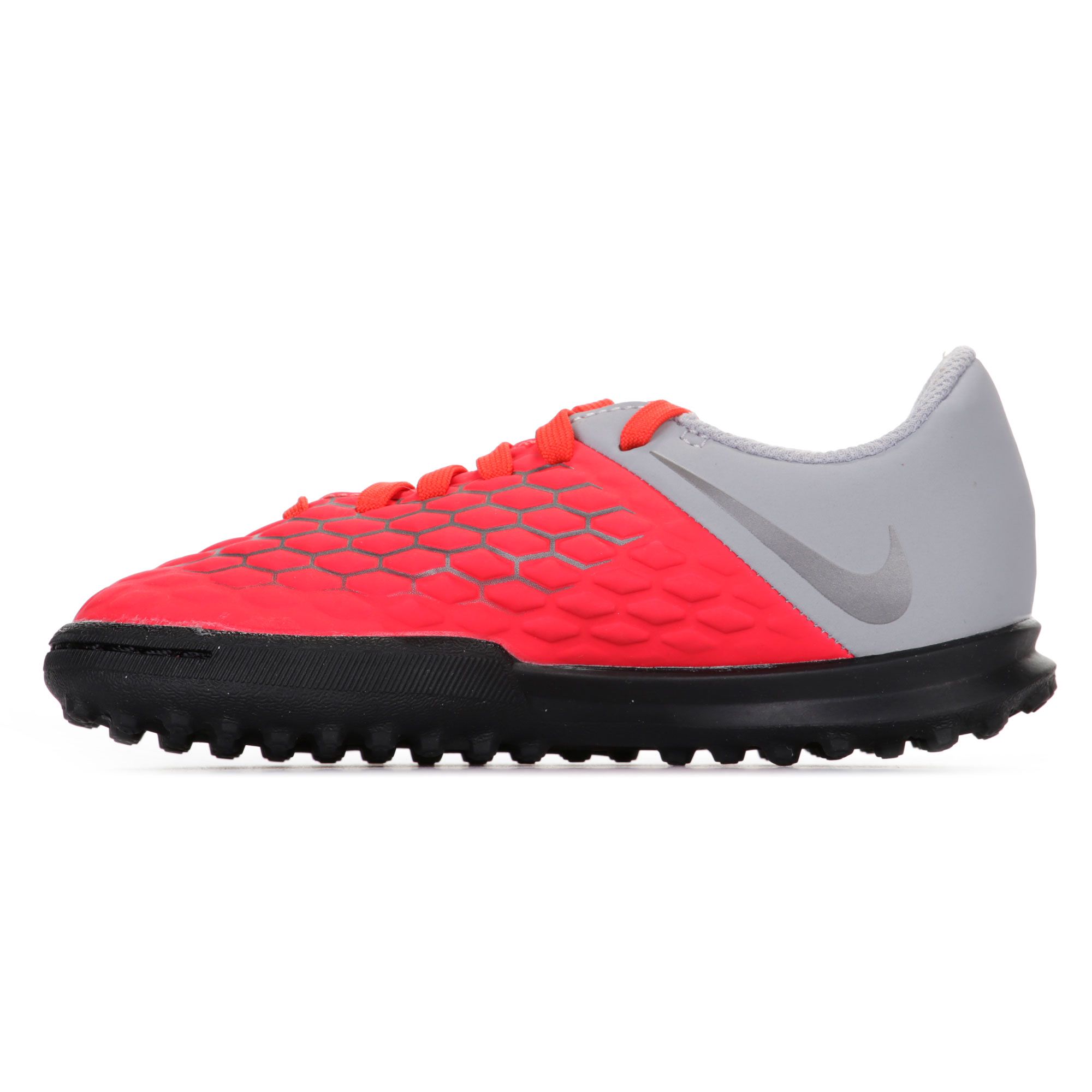 Botas de fútbol Hypervenom PhantomX III Club Multitaco Infantil Gris Rojo - Fútbol Factory
