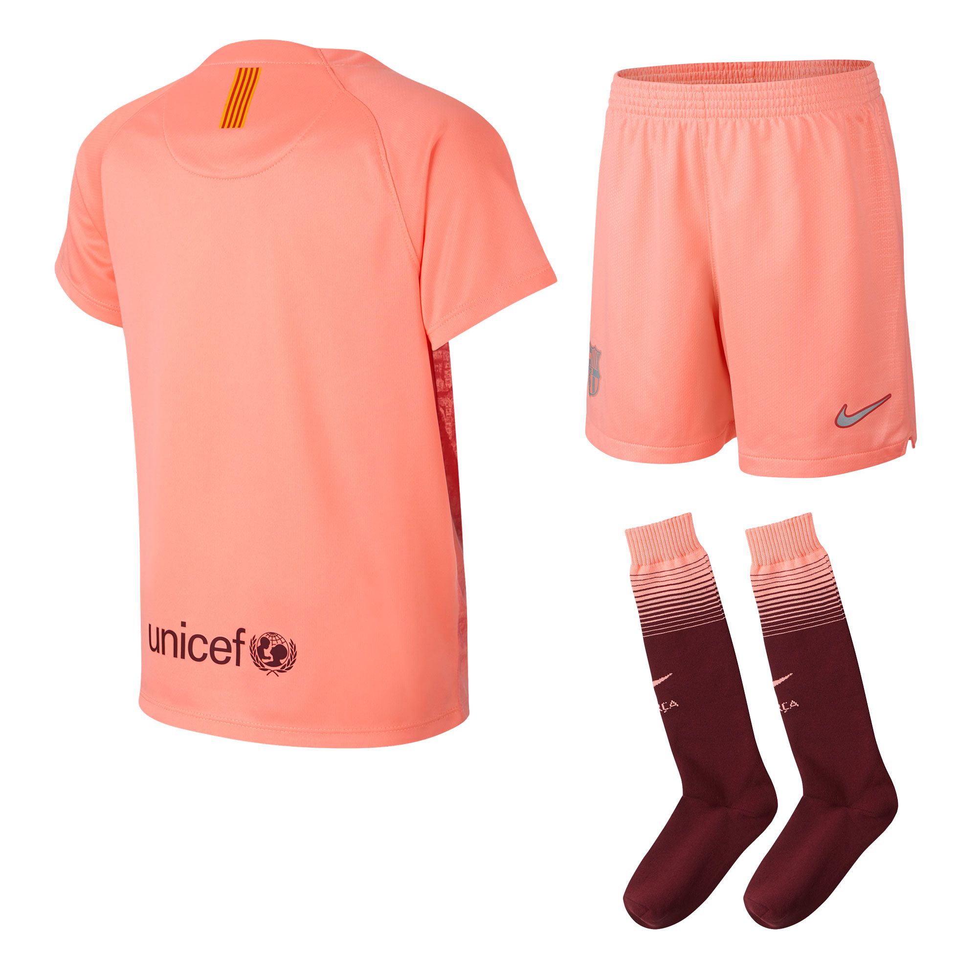 Conjunto 3ª FC Barcelona 2018/2019 Infantil Rosa - Fútbol Factory