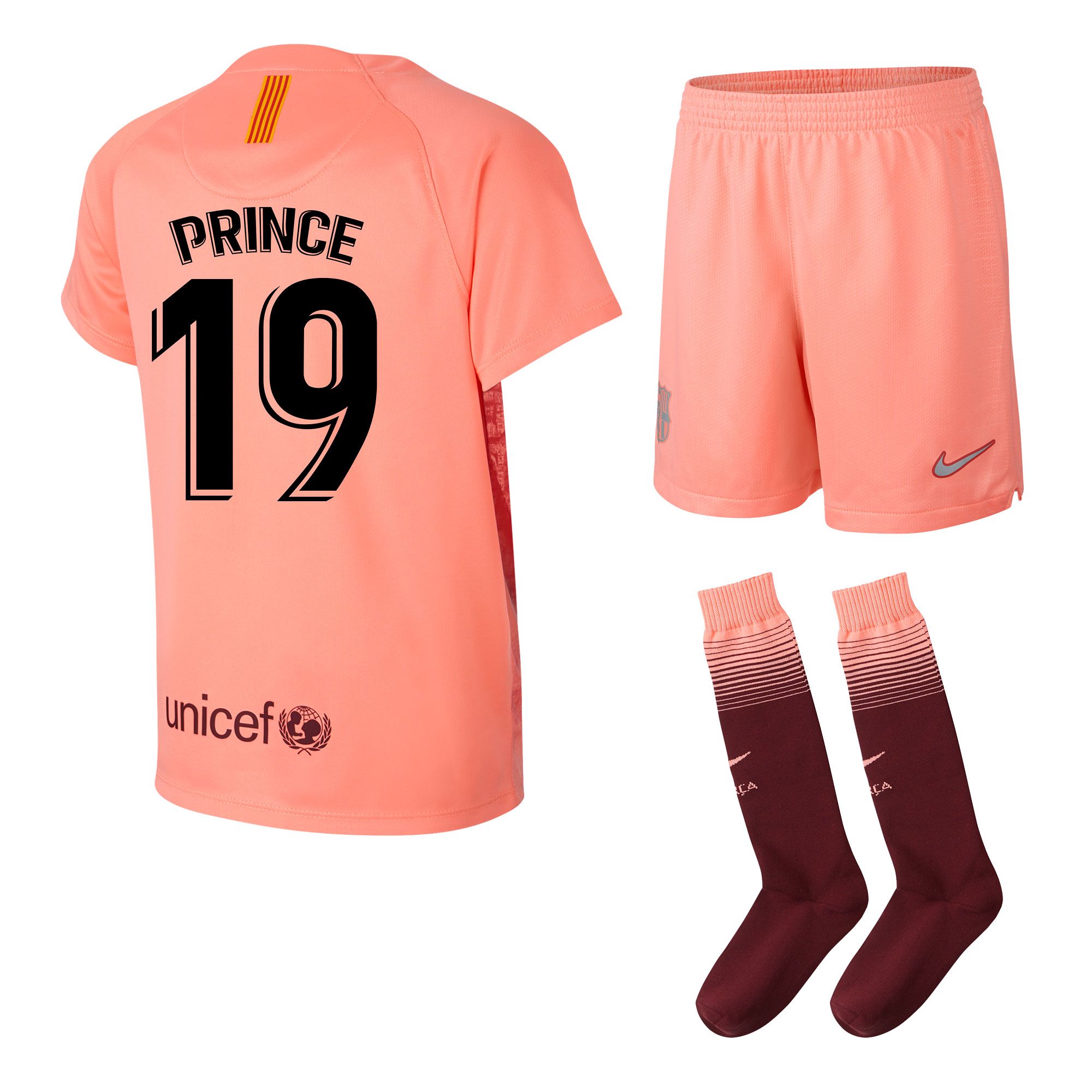 Conjunto 3ª FC Barcelona 2018/2019 Prince Infantil Rosa - Fútbol Factory