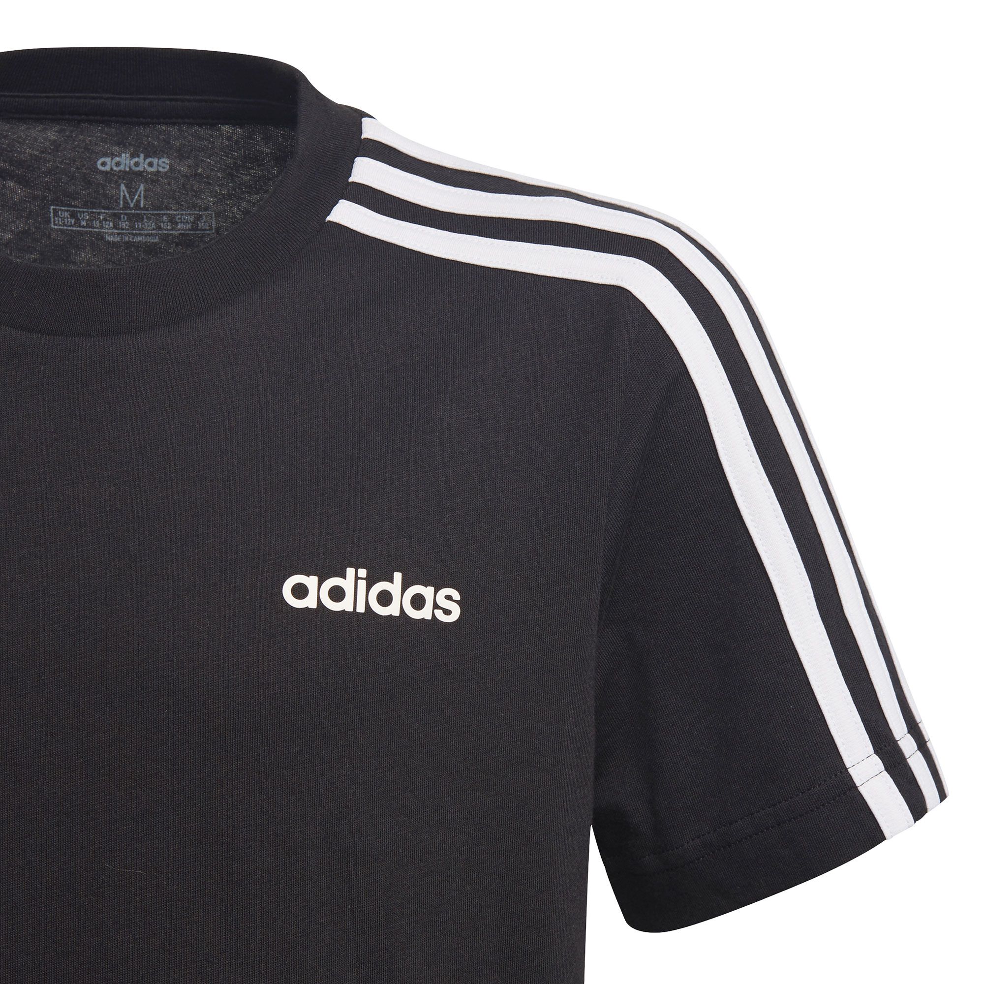 Camiseta Essentials Tres Bandas Junior Negro - Fútbol Factory