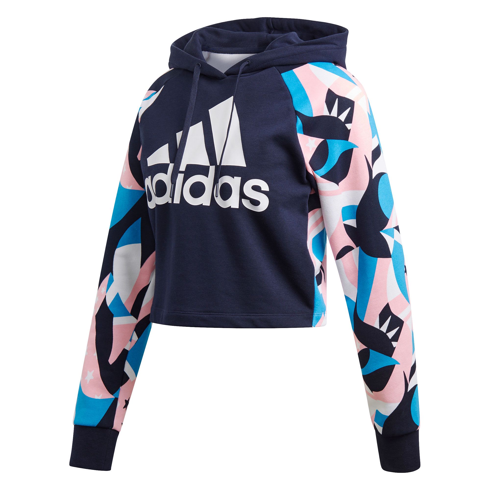 Sudadera Capucha Sport ID Printed Crop Mujer Marino - Fútbol Factory