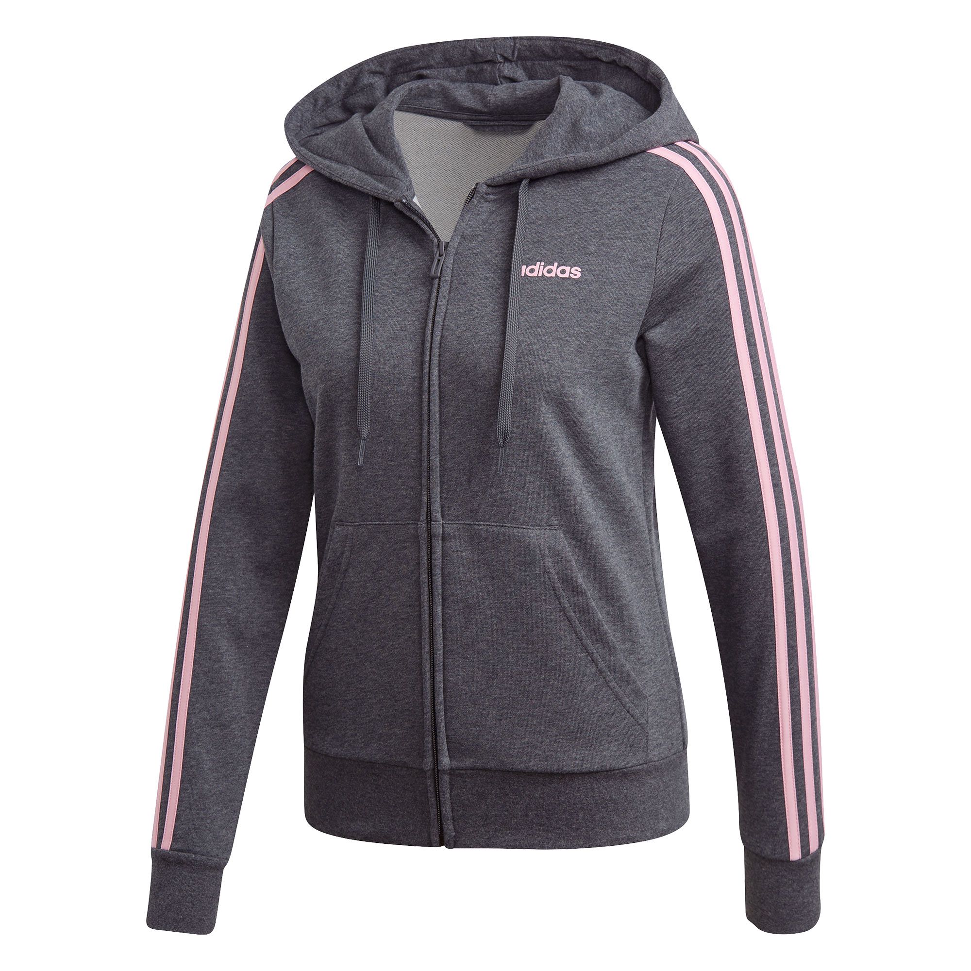 Chaqueta de Paseo Essentials 3 Bandas Mujer Gris Rosa - Fútbol Factory
