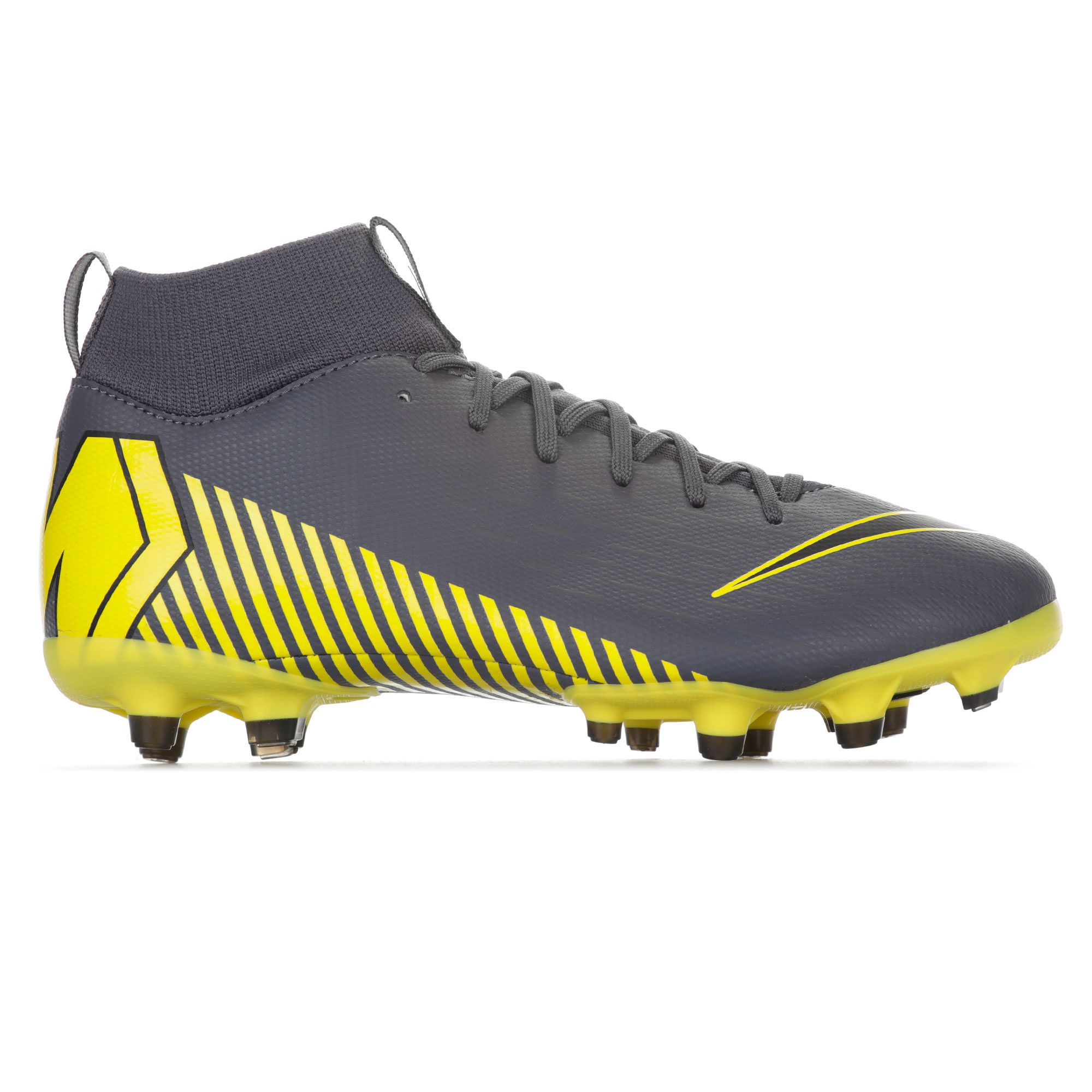 Botas de Fútbol Mercurial Superfly VI Academy MG Junior Gris Amarillo - Fútbol Factory