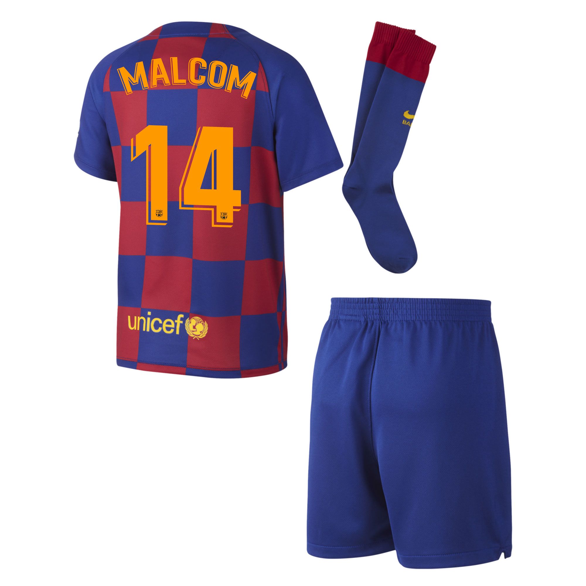 Conjunto 1ª FC Barcelona 2019/2020 Infantil Malcom - Fútbol Factory