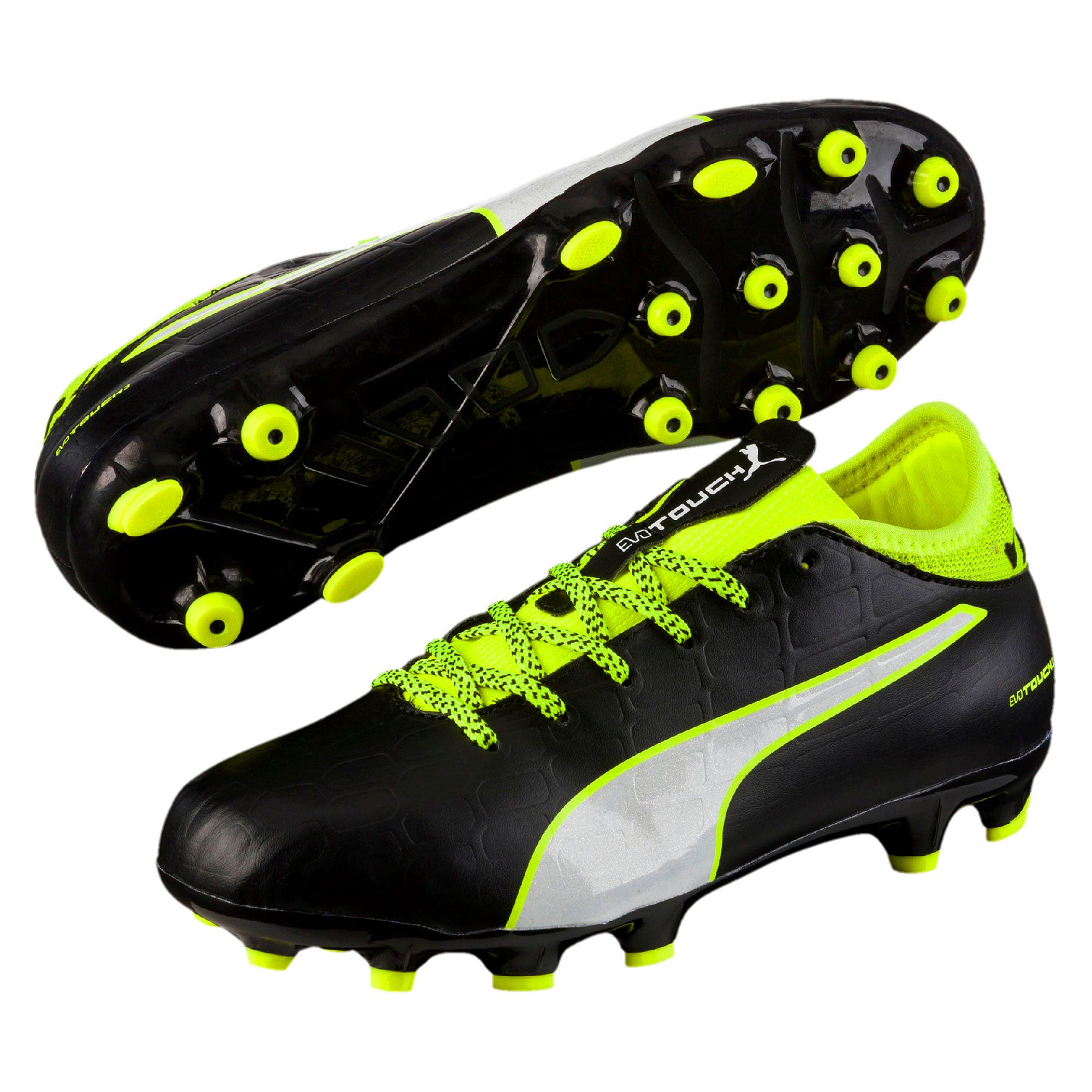 Botas de fútbol Puma evoTOUCH 4.3 AG Junior Negro Amarillo - Fútbol Factory