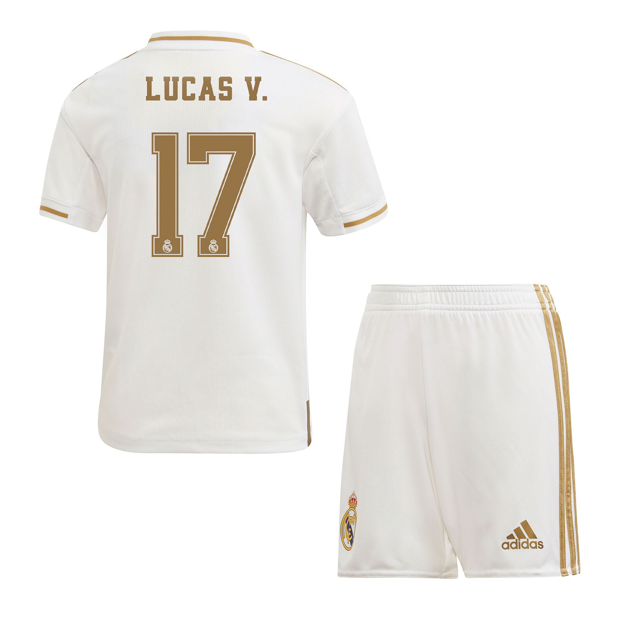 Conjunto 1ª Real Madrid 2019/2020 Infantil Lucas Vázquez - Fútbol Factory