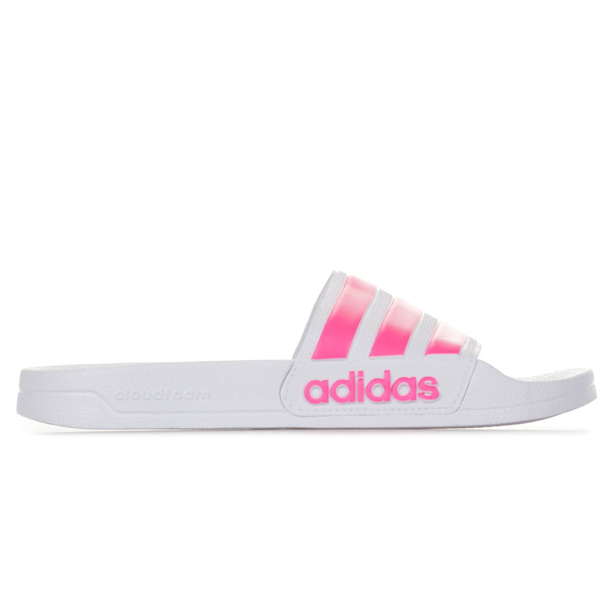 Chanclas Adilette Shower Blanco Rosa - Fútbol Factory