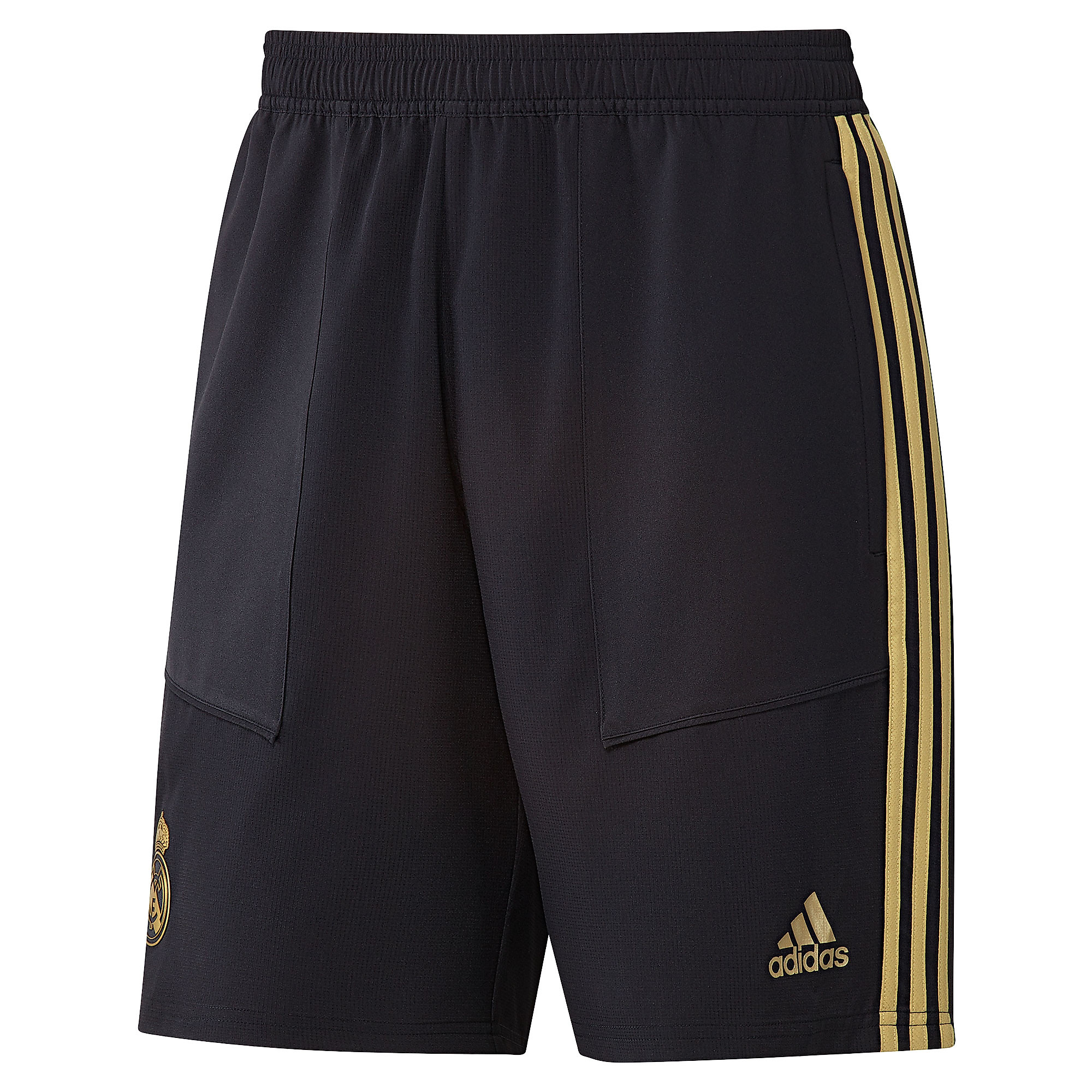 Pantalón Corto de Paseo Real Madrid 2019/2020 Negro Dorado - Fútbol Factory