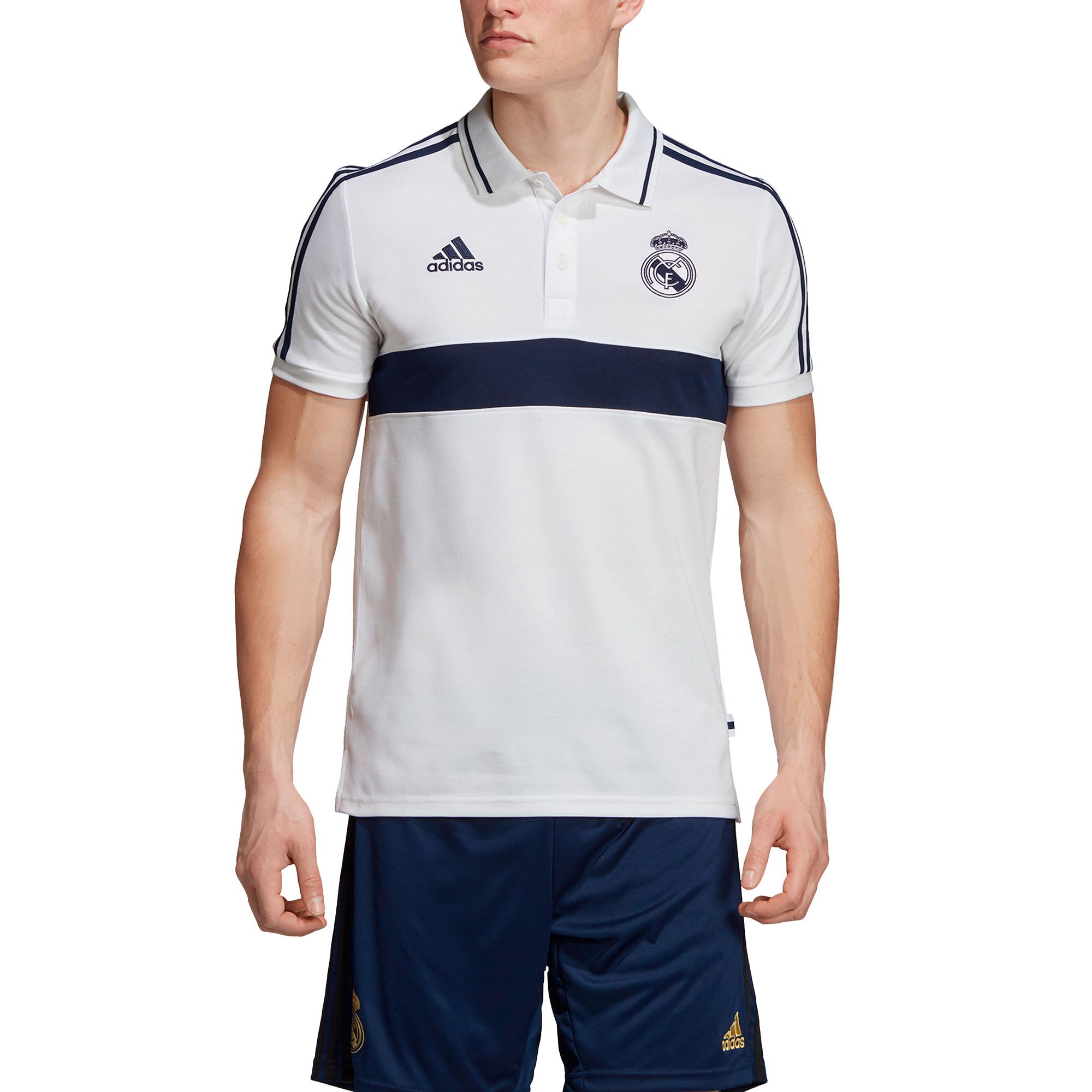 Polo de Paseo Real Madrid 2019/2020 Blanco Marino - Fútbol Factory