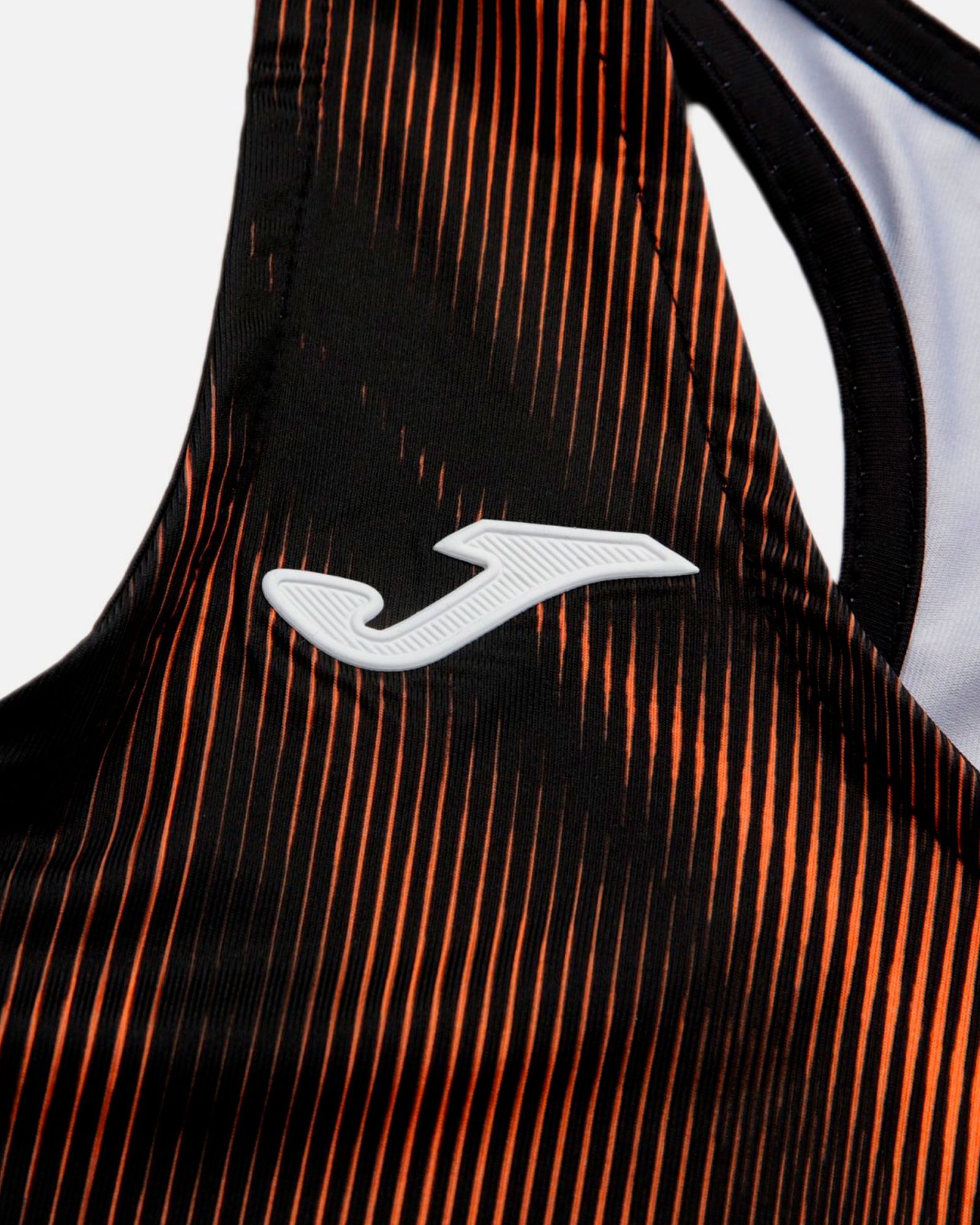 Camiseta de Running Olimpia Tirantes Mujer Negro Naranja - Fútbol Factory