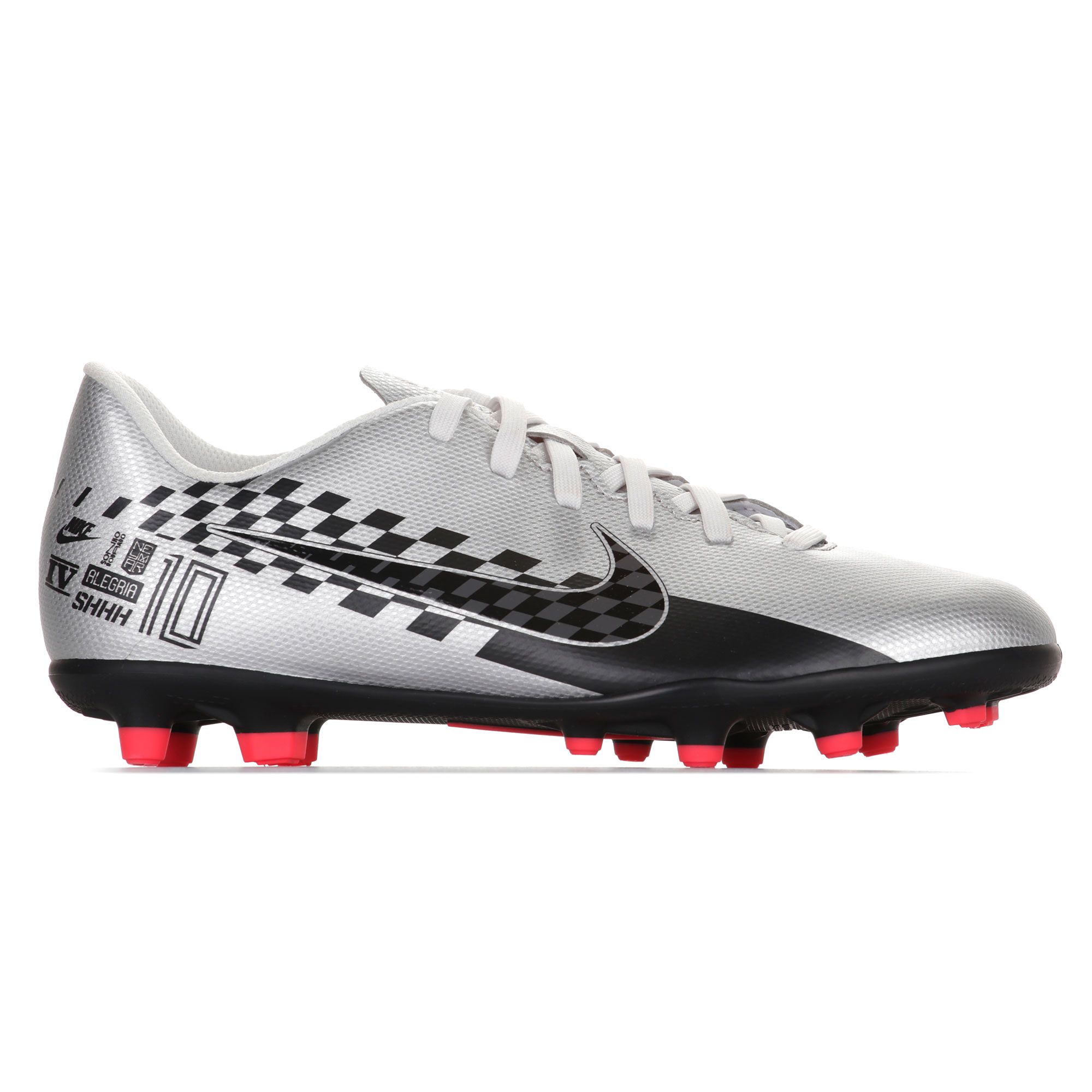 Botas de Fútbol Mercurial Vapor 13 Club NJR FG/MG Junior Plata Rojo - Fútbol Factory