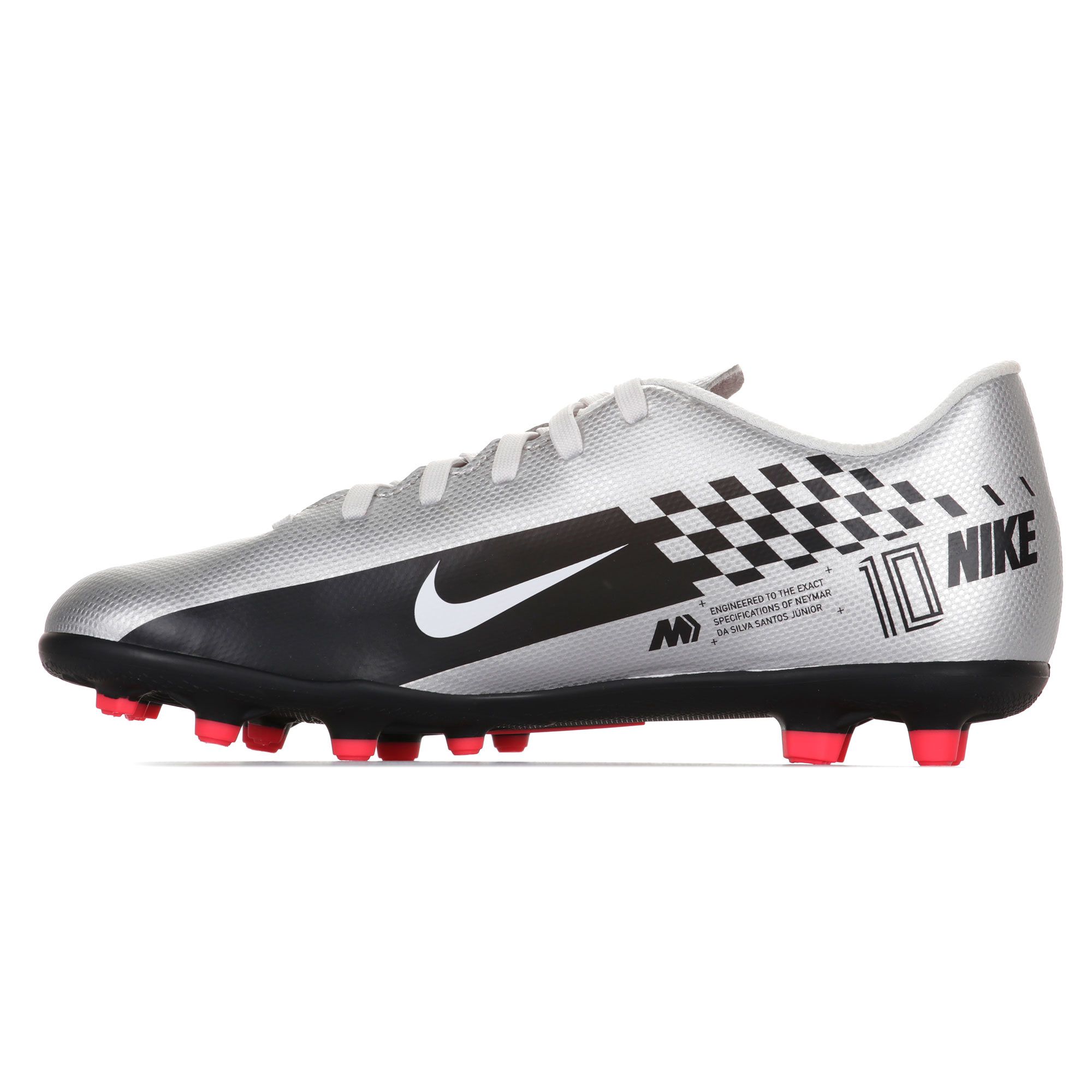 Botas de Fútbol Mercurial Vapor 13 Club NJR FG/MG Junior Plata Rojo - Fútbol Factory