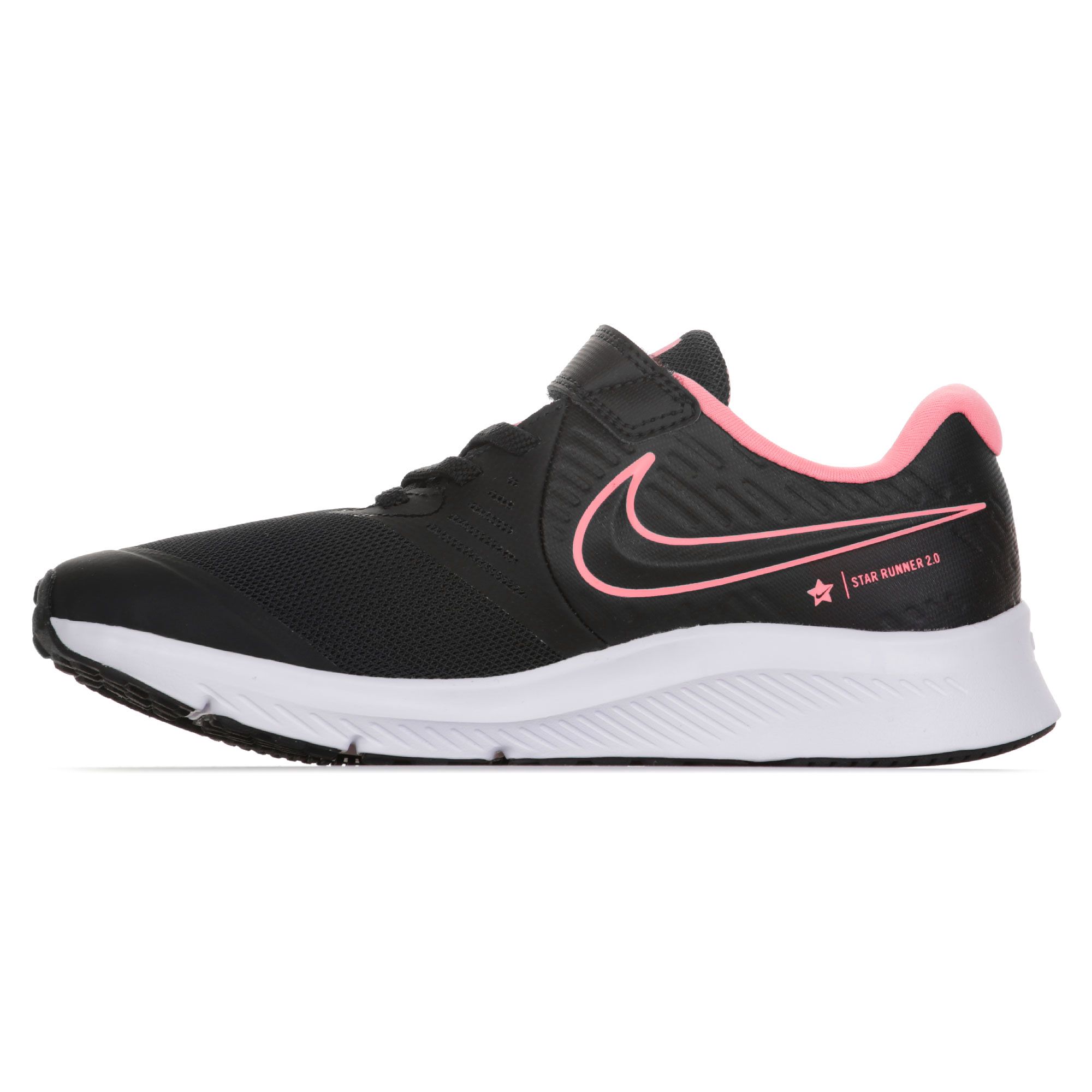Zapatillas Star Runner 2 Velcro Junior Negro Rosa - Fútbol Factory