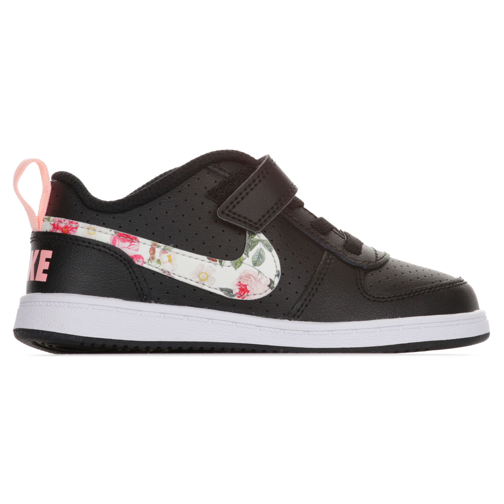 Zapatillas Court Borough Low Velcro Junior Negro Rosa - Fútbol Factory