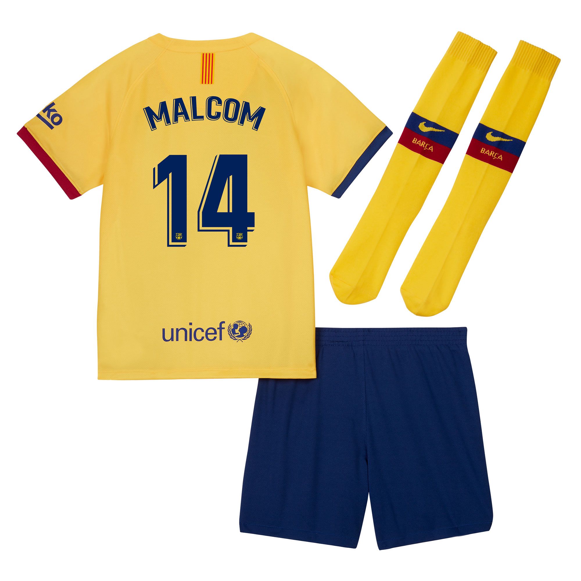 Conjunto 2ª FC Barcelona 2019/2020 Infantil Amarillo Malcom - Fútbol Factory