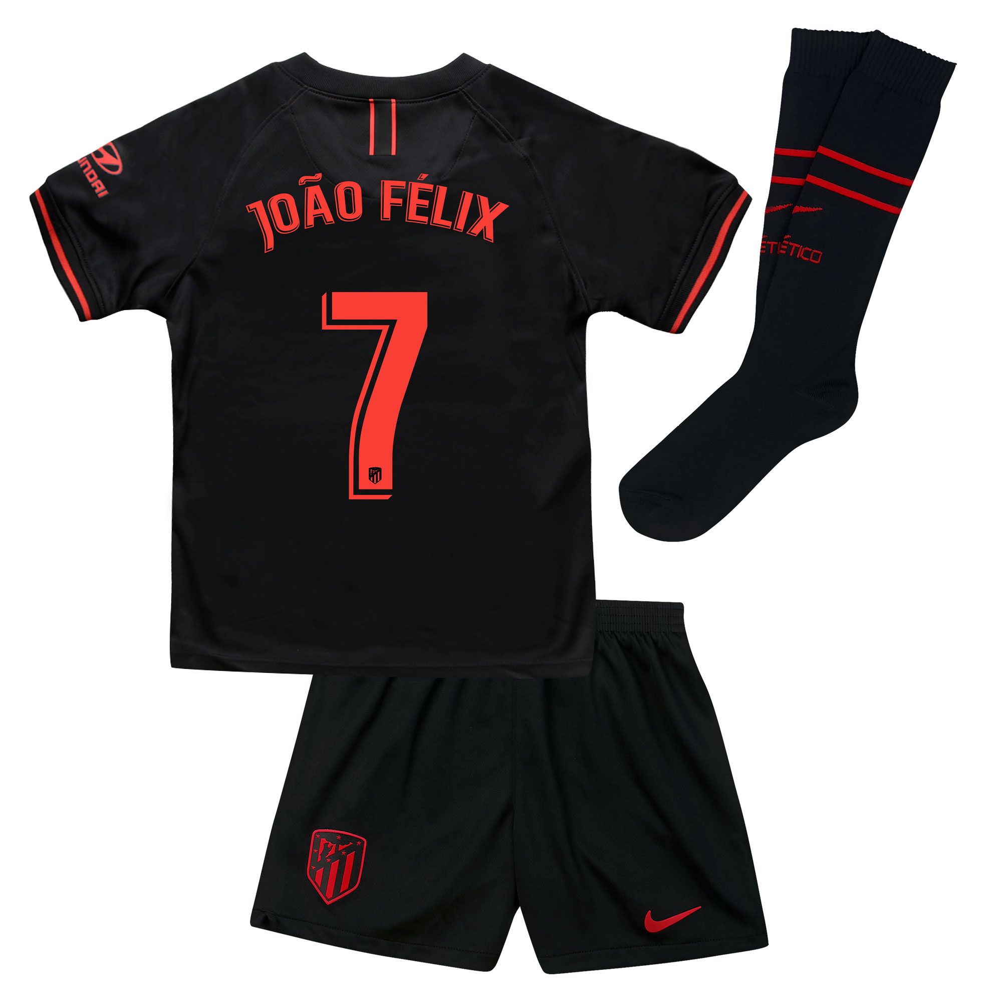 Conjunto 2ª Atlético de Madrid 2019/2020 Infantil Negro Joao Félix - Fútbol Factory