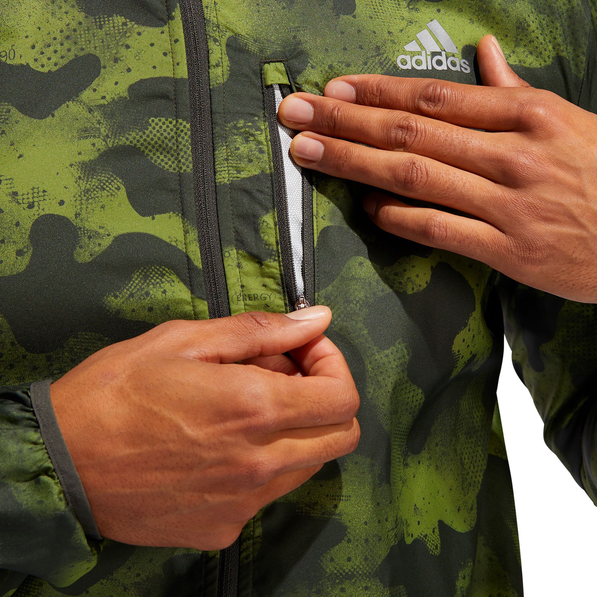 Chaqueta con Capucha de Running Own The Run Verde Camo - Fútbol Factory