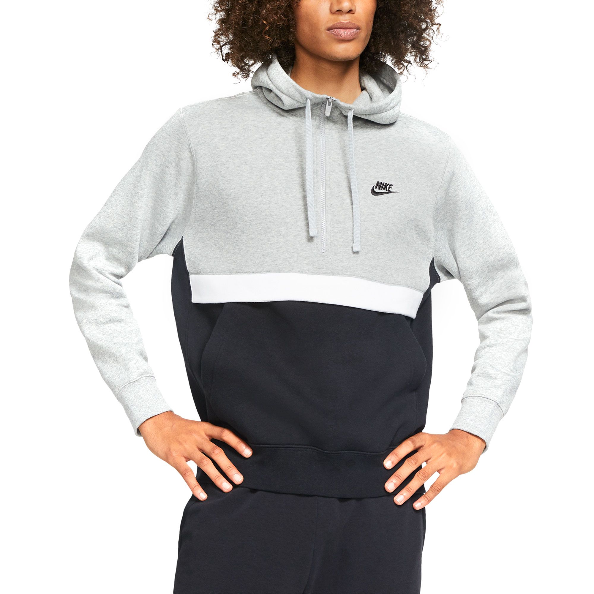 Sudadera con Capucha NSW Club Fleece 1/2 Gris - Fútbol Factory