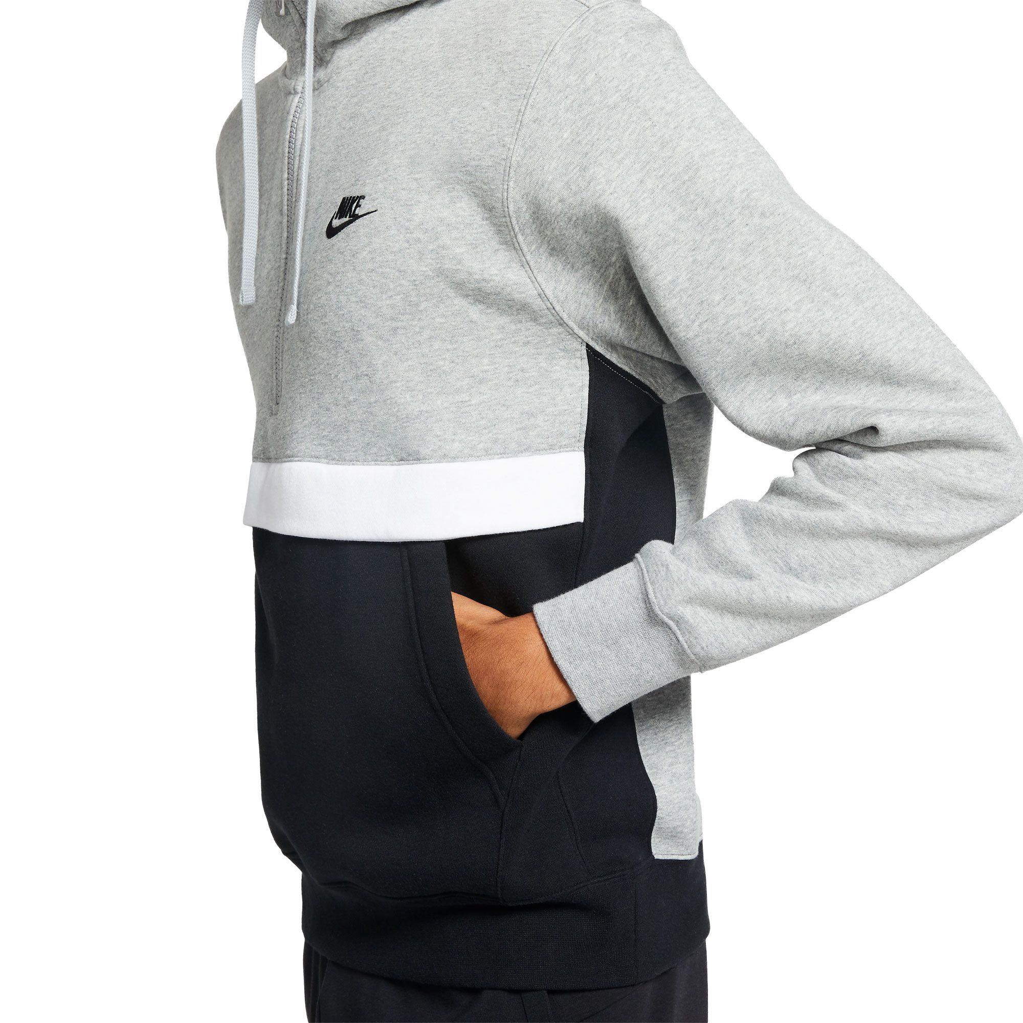 Sudadera con Capucha NSW Club Fleece 1/2 Gris - Fútbol Factory