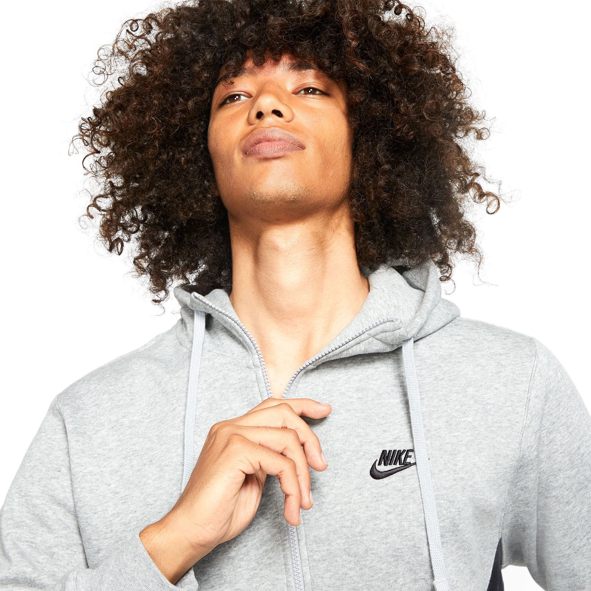 Sudadera con Capucha NSW Club Fleece 1/2 Gris - Fútbol Factory