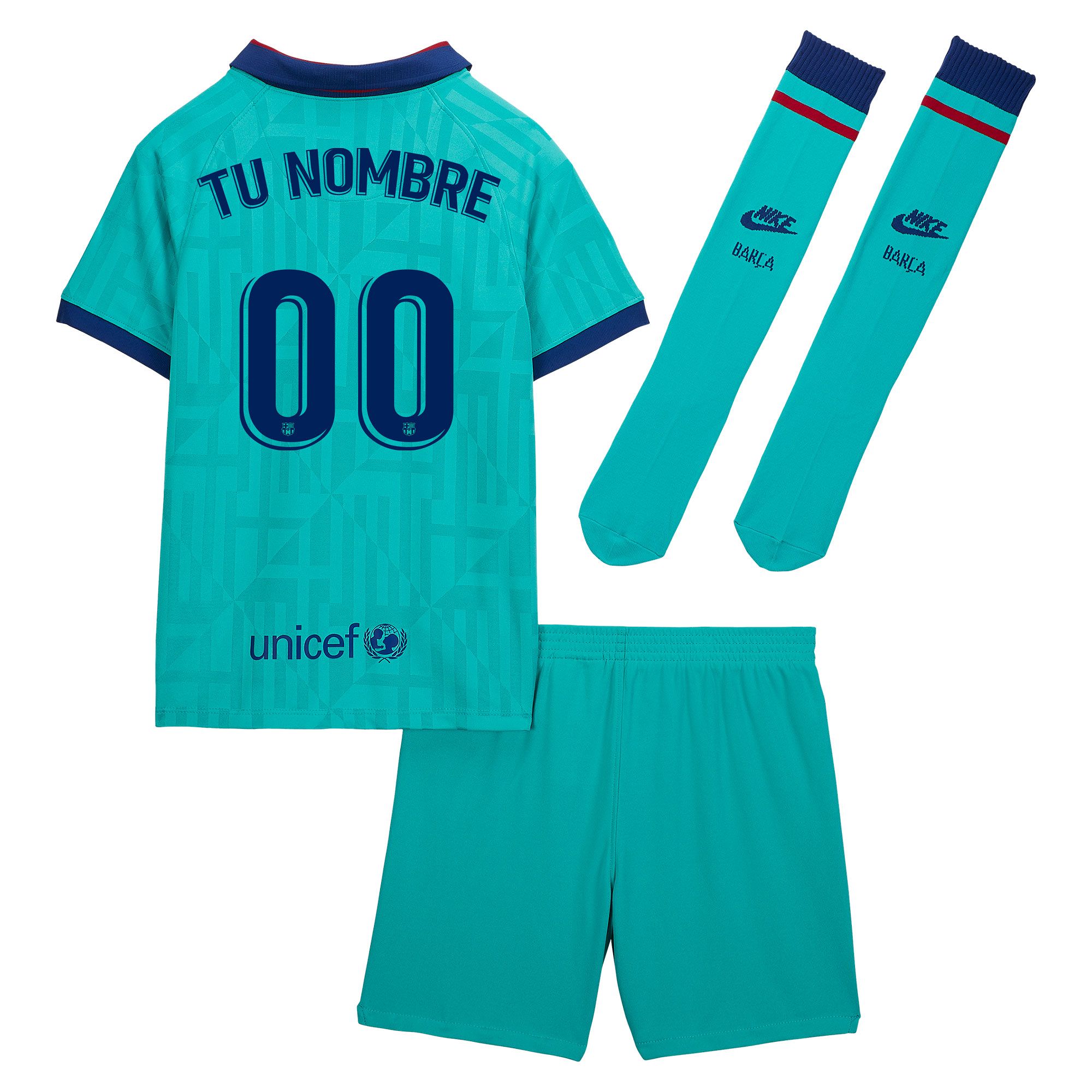 Conjunto 3ª FC Barcelona 2019/2020 Infantil Verde Personalizado - Fútbol Factory