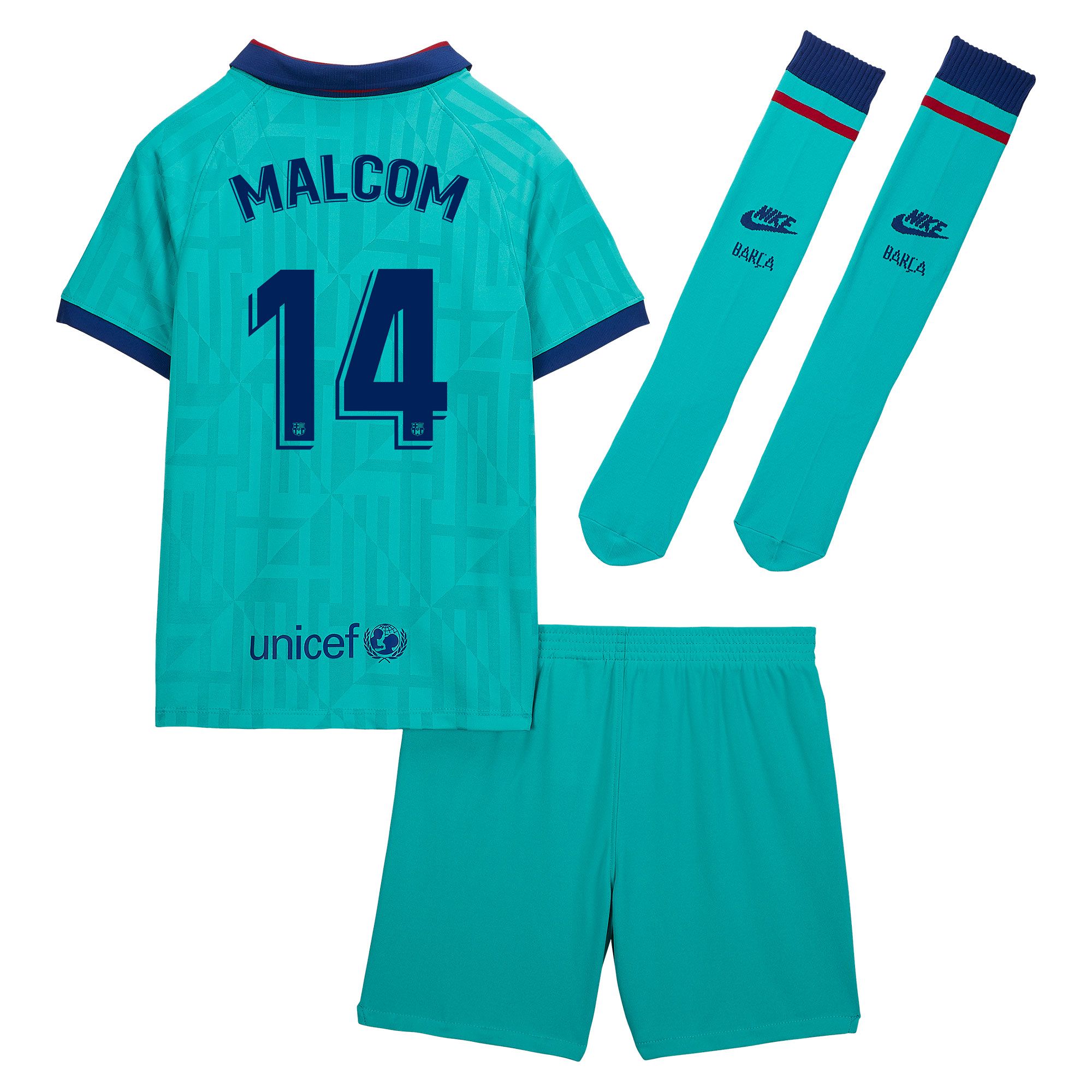 Conjunto 3ª FC Barcelona 2019/2020 Infantil Verde Malcom - Fútbol Factory