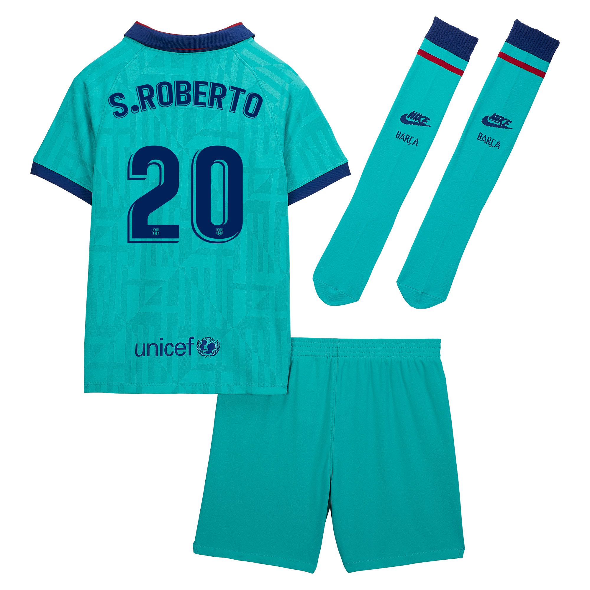 Conjunto 3ª FC Barcelona 2019/2020 Infantil Verde S. Roberto - Fútbol Factory