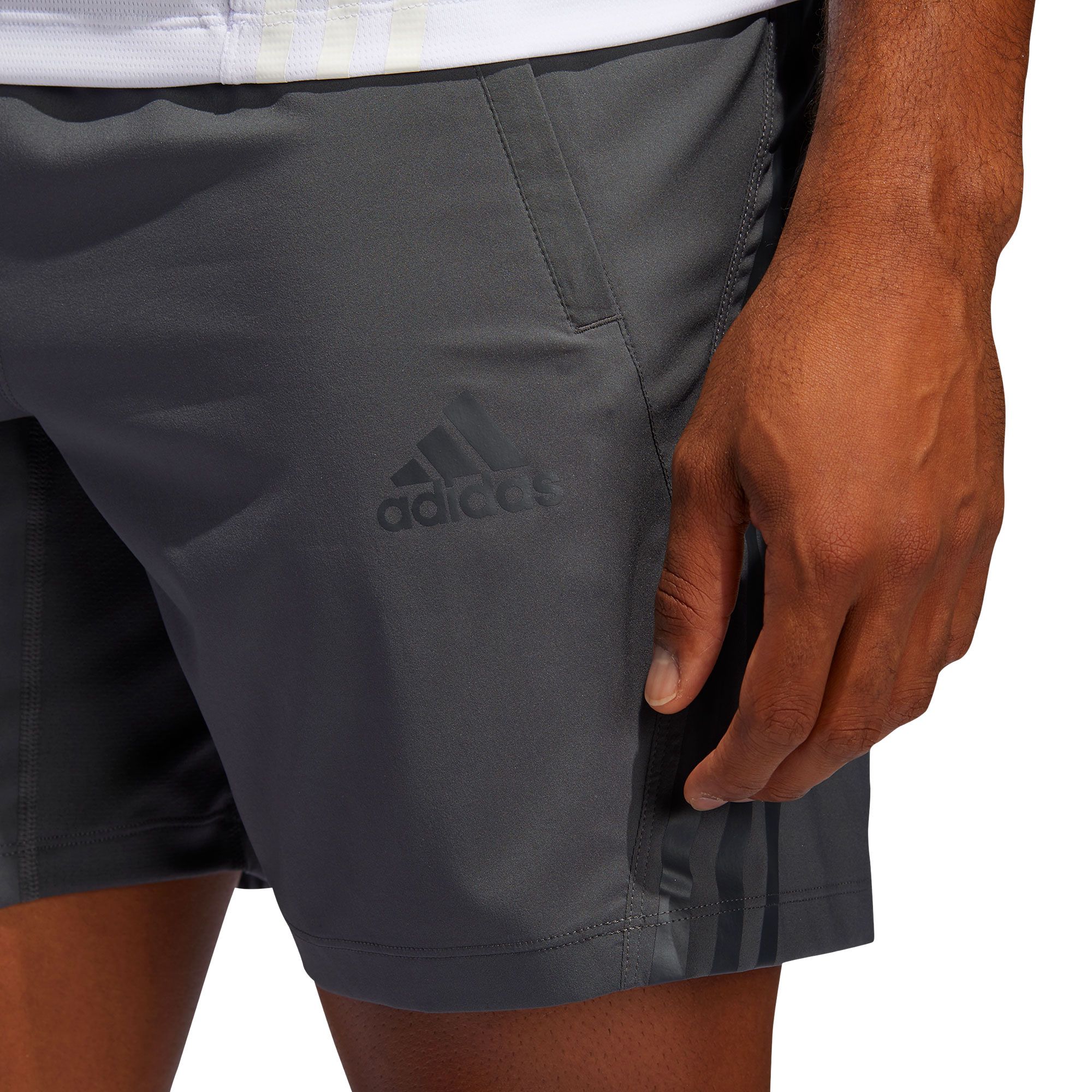 Pantalón Corto de Training Aeroready 8 Tres Bandas Gris - Fútbol Factory