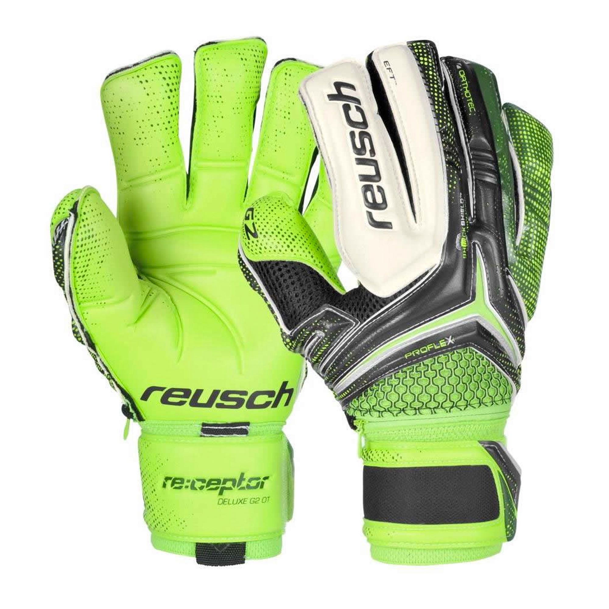 Guantes Receptor Deluxe G2 Ortho-Tec Verde Negro - Fútbol Factory
