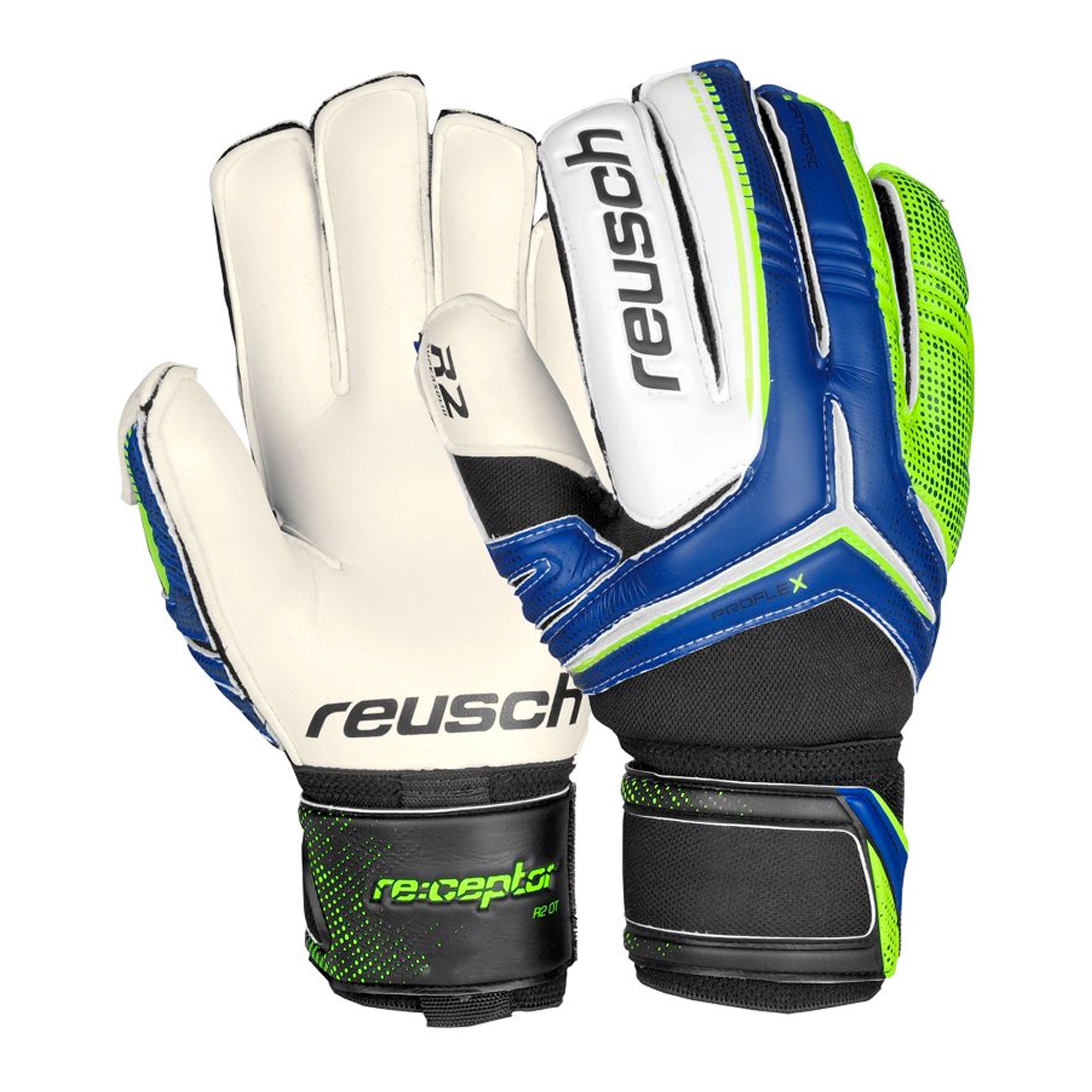 Guantes Receptor R2 OrthoTec Negro Azul - Fútbol Factory