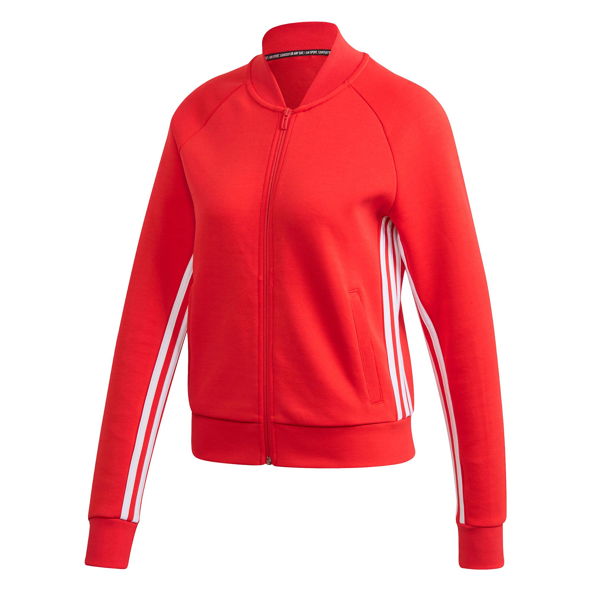 Chaqueta de Paseo Essentials Tres Bandas Mujer Rojo - Fútbol Factory
