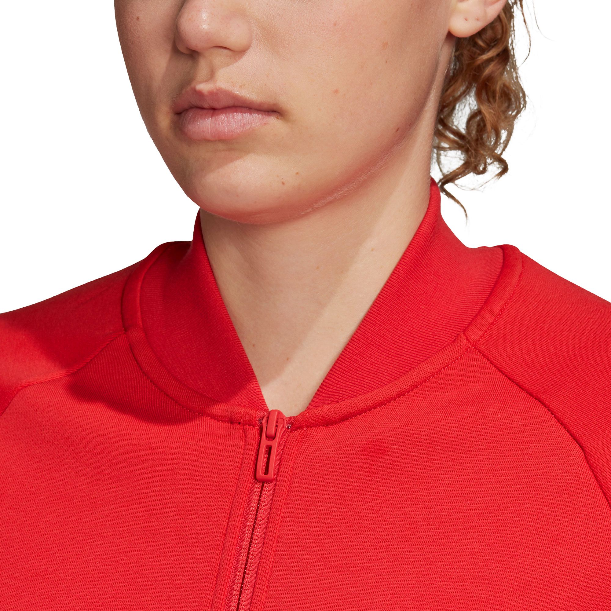 Chaqueta de Paseo Essentials Tres Bandas Mujer Rojo - Fútbol Factory