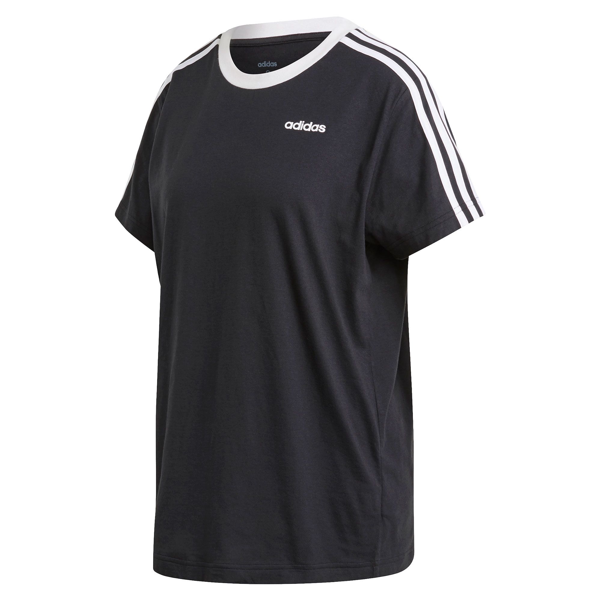 Camiseta de Paseo Boyfriend Essentials Tres Bandas Mujer Negro - Fútbol Factory