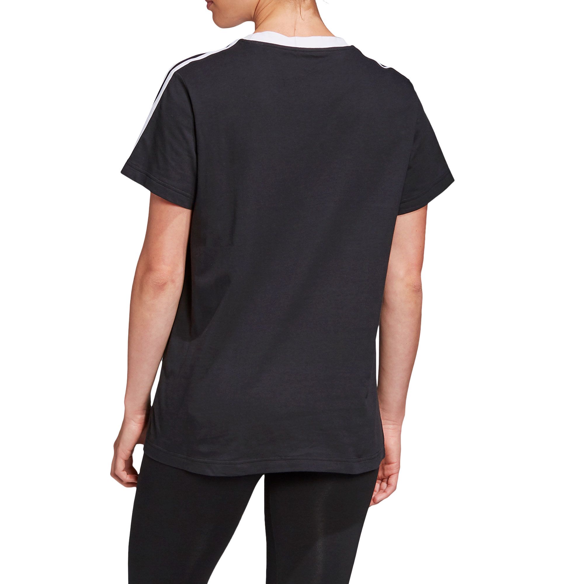 Camiseta de Paseo Boyfriend Essentials Tres Bandas Mujer Negro - Fútbol Factory
