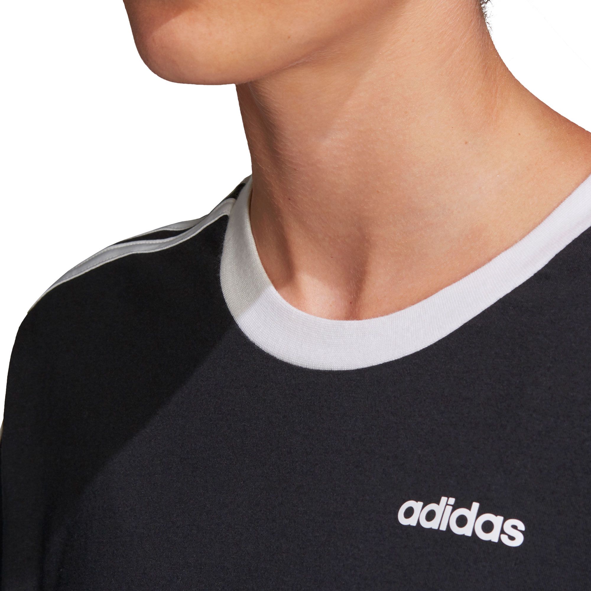 Camiseta de Paseo Boyfriend Essentials Tres Bandas Mujer Negro - Fútbol Factory