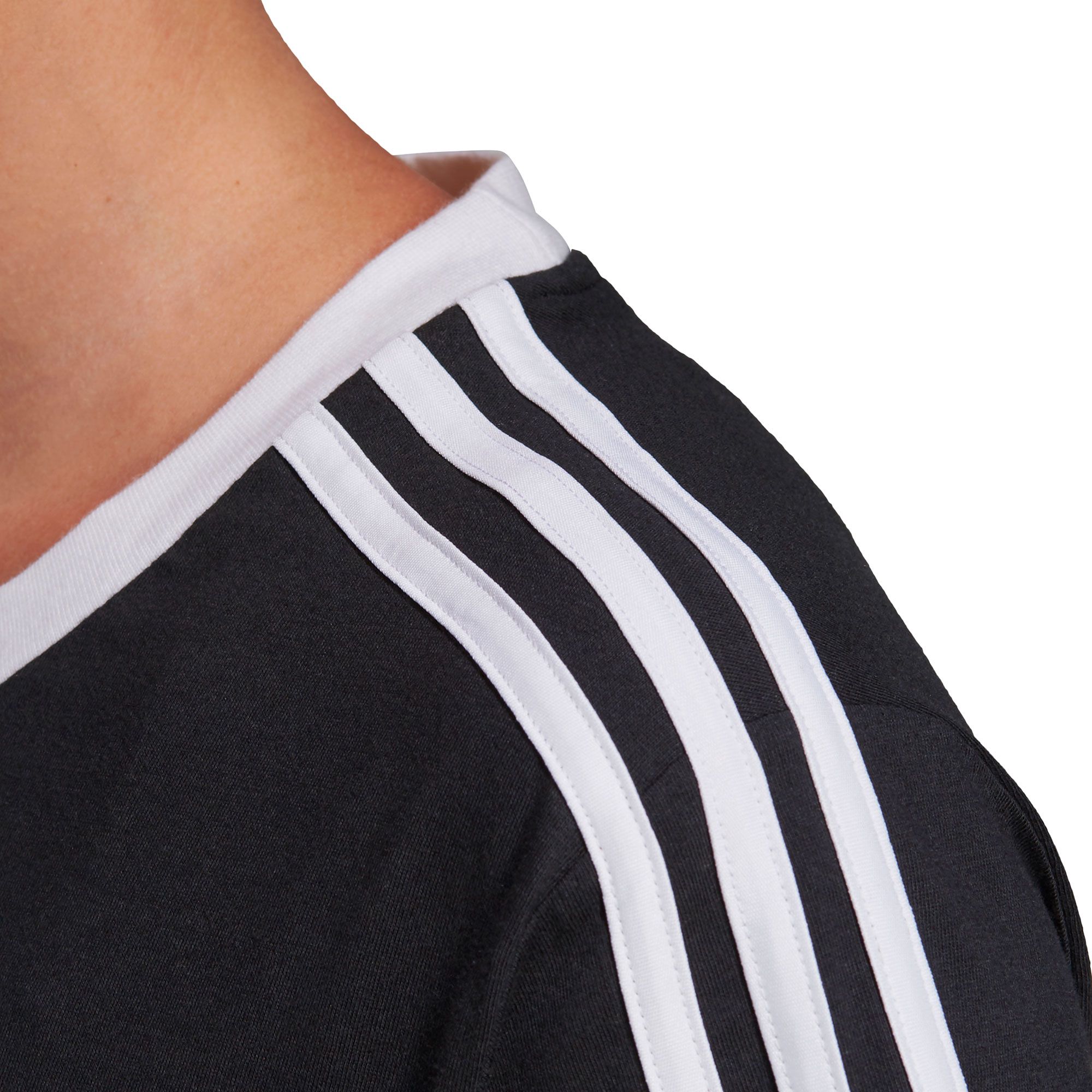 Camiseta de Paseo Boyfriend Essentials Tres Bandas Mujer Negro - Fútbol Factory