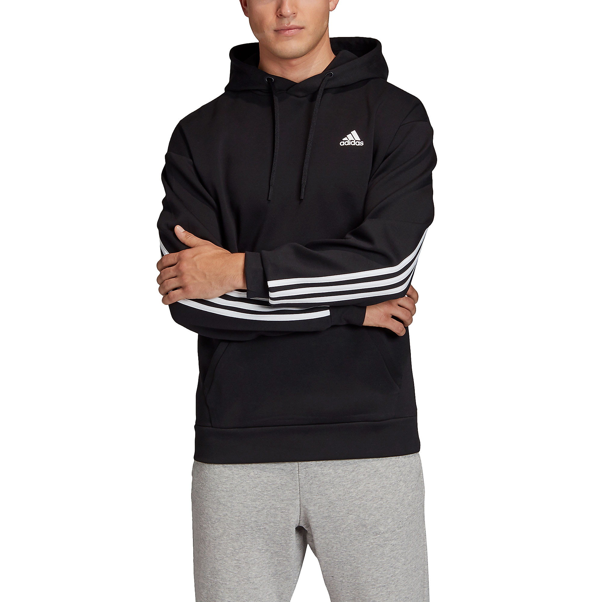 Sudadera con Capucha de Paseo Must Haves Tres Bandas Negro - Fútbol Factory