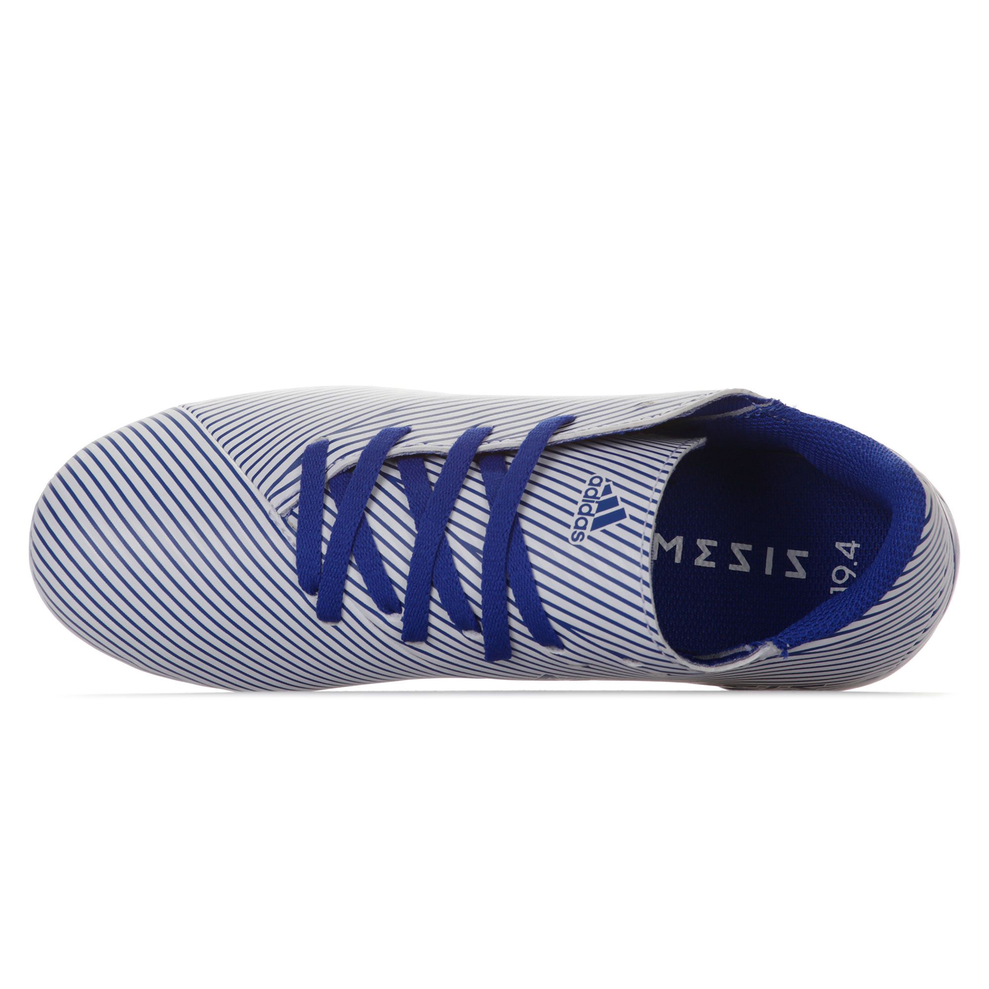 Botas de fútbol adidas Nemeziz 19.4 FxG Junior Blanco Azul - Fútbol Factory