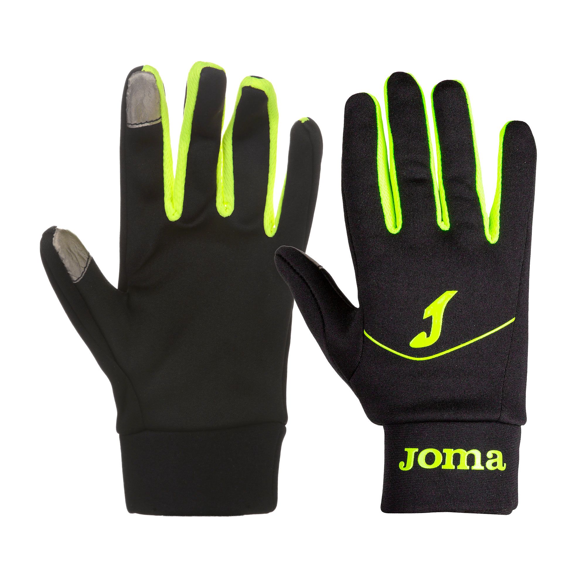 Guantes de Running Tactil Negro Fluor - Fútbol Factory