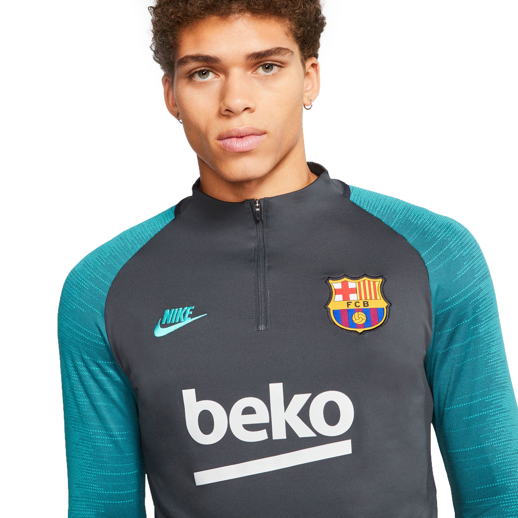 Sudadera de Training FC Barcelona 2019 2020 Dri FIT Strike Gris Verde