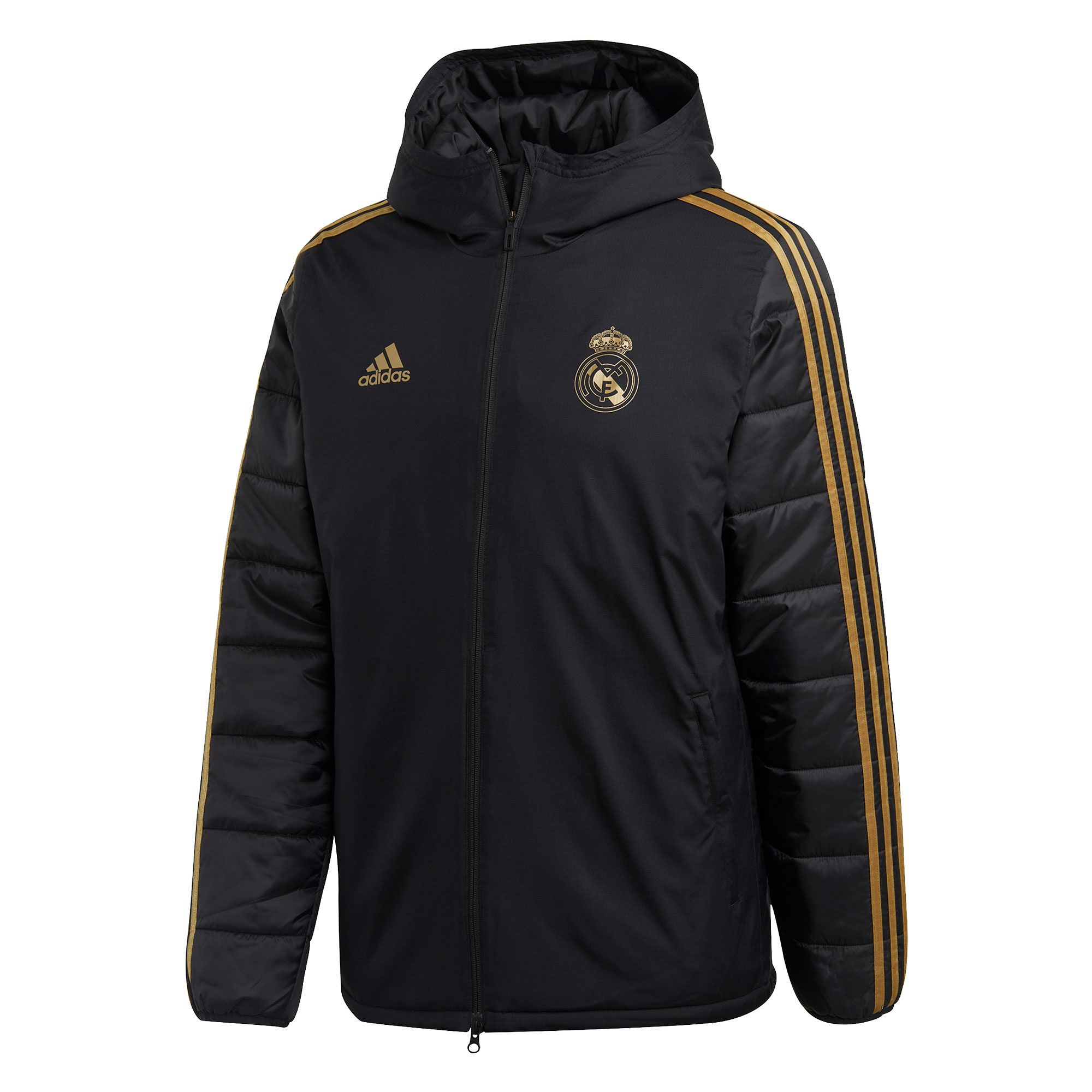 Abrigo Real Madrid 2019/2020 Negro Oro - Fútbol Factory