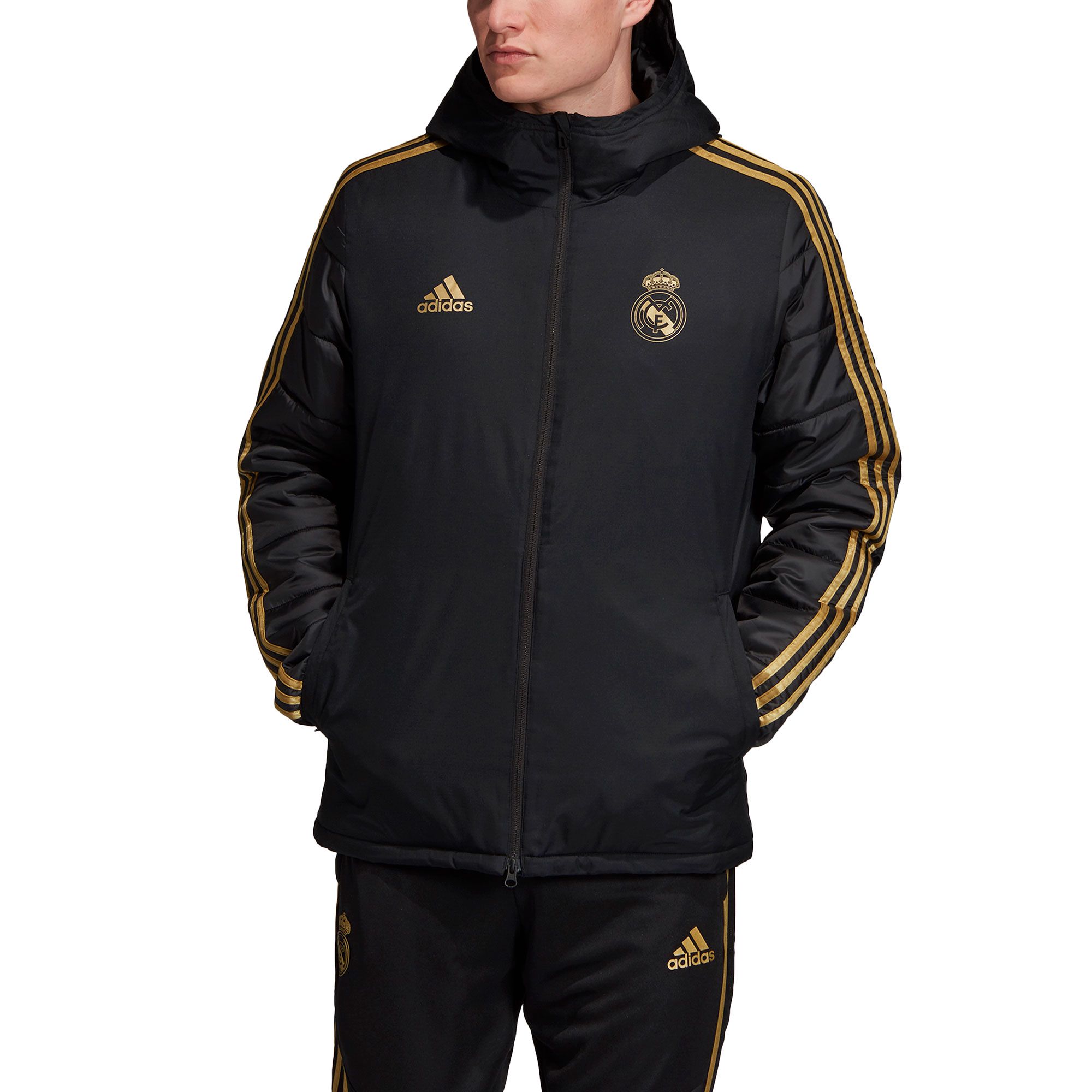 Abrigo Real Madrid 2019/2020 Negro Oro - Fútbol Factory